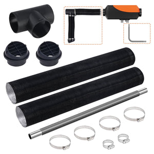 VEVOR Diesel Heater Pipe Ducting Set, 3" Extendable Air Duct Hose, 1" Stainless Steel Exhaust Pipe, 2 Air Vents, Tee Air Outlet Connector and Hose Clamps, for 2KW/5KW/8KW Diesel Parking Heaters - Premium Diesel Heater from VEVOR - Just $23.23! Shop now at Rapidvehicles