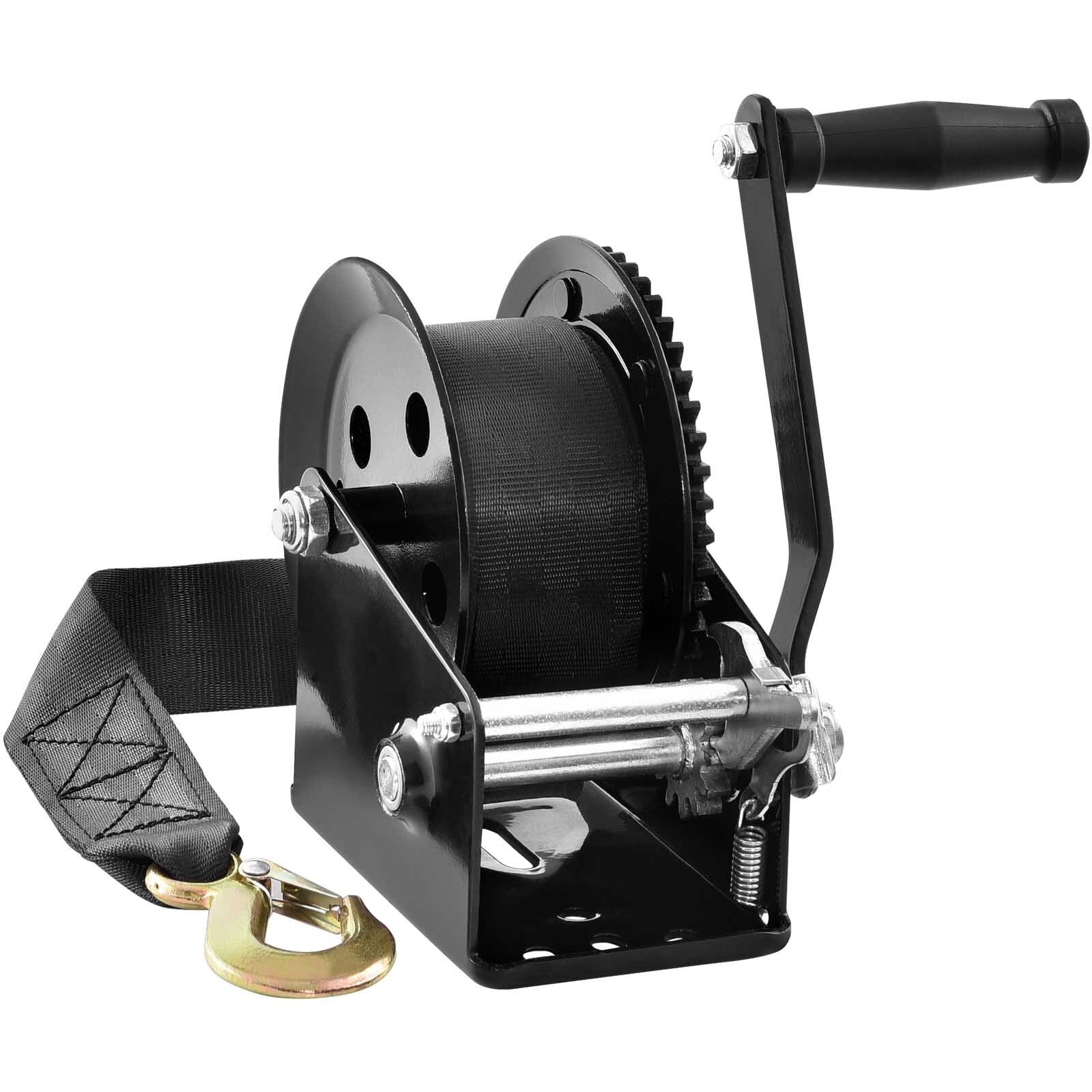 VEVOR Hand Winch, 1600 lbs Pulling Capacity, Boat Trailer Winch Heavy Duty Rope Crank with 33 ft Polyester Strap and Two-Way Ratchet, Manual Operated Hand Crank Winch for Trailer, Boat or ATV Towing - Premium Hand Winch from VEVOR - Just $49.81! Shop now at Rapidvehicles