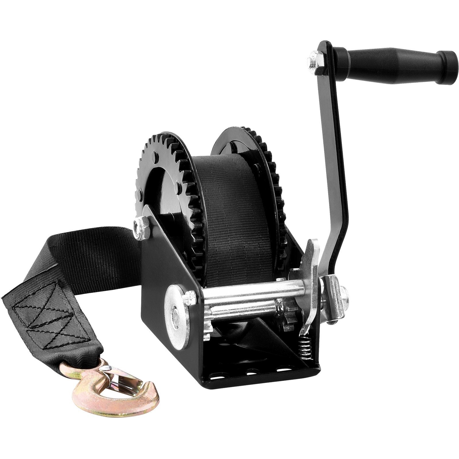 VEVOR Hand Winch, 2000 lbs Pulling Capacity, Boat Trailer Winch Heavy Duty Rope Crank with 23 ft Polyester Strap and Two-Way Ratchet, Manual Operated Hand Crank Winch for Trailer, Boat or ATV Towing - Premium Hand Winch from VEVOR - Just $58.87! Shop now at Rapidvehicles