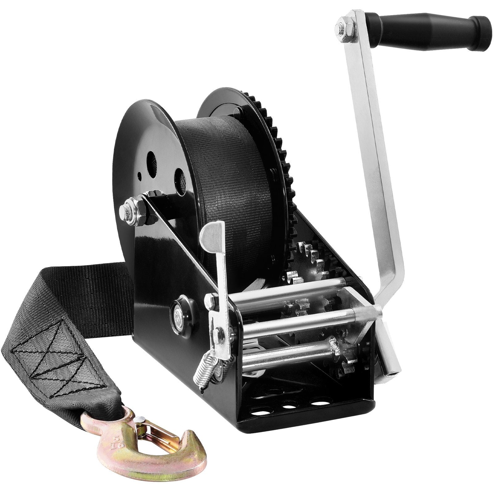 VEVOR Hand Winch, 3500 lbs Pulling Capacity, Boat Trailer Winch Heavy Duty Rope Crank with 33 ft Polyester Strap and Two-Way Ratchet, Manual Operated Hand Crank Winch for Trailer, Boat or ATV Towing - Premium Hand Winch from VEVOR - Just $66.42! Shop now at Rapidvehicles