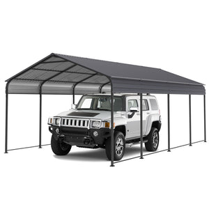 VIDEO offerMetal Carport 12 ?20 FT Heavy Duty with Galvanized Steel Roof, Metal Garage Canopy with Galvanized Steel Roof & Frame, Car Tent Outdoor Storage Shed for Car, Boats and Truck, Gray - Premium Carports from Rapidvehicles - Just $935.93! Shop now at Rapidvehicles