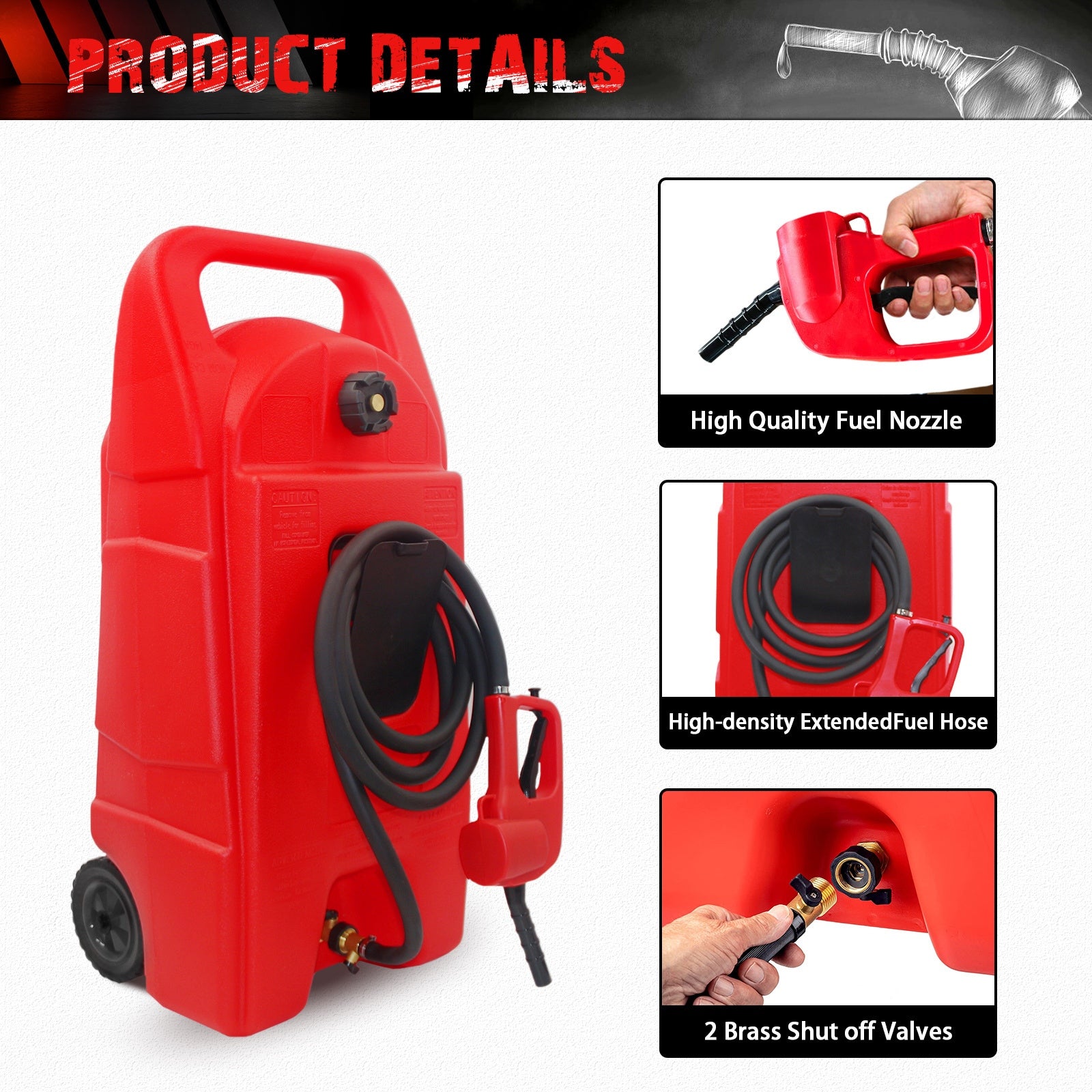 34 Gallon Gas Caddy With Wheels, Fuel Transfer Tank Gasoline Diesel Can,Fuel Storage Tank For Automobiles ATV Car Mowers Tractors Boat Motorcycle(Red) - Premium Other Accessories from Rapidvehicles - Just $463.99! Shop now at Rapidvehicles