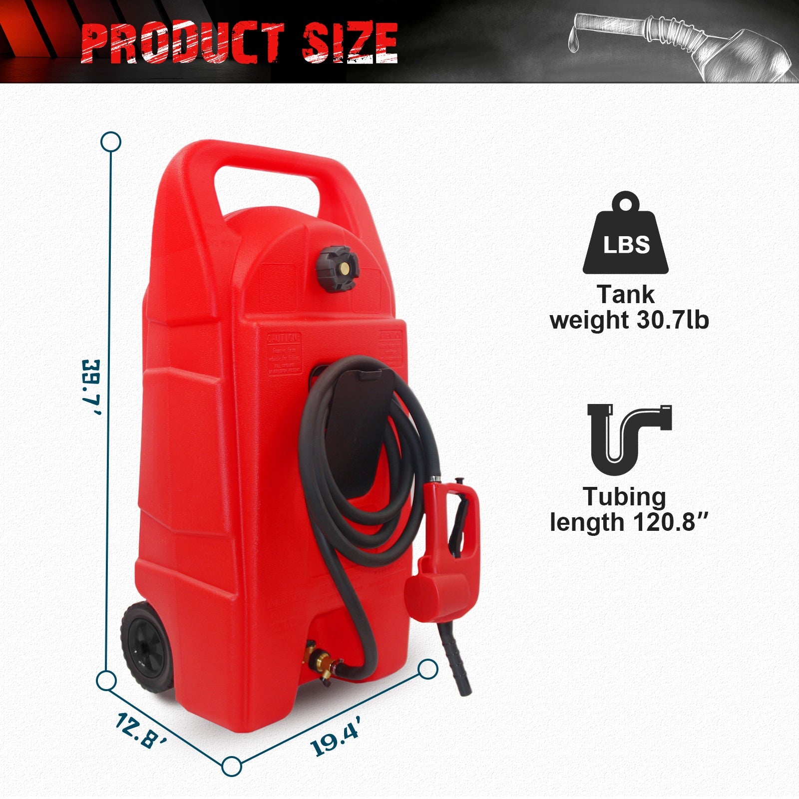 34 Gallon Gas Caddy With Wheels, Fuel Transfer Tank Gasoline Diesel Can,Fuel Storage Tank For Automobiles ATV Car Mowers Tractors Boat Motorcycle(Red) - Premium Other Accessories from Rapidvehicles - Just $463.99! Shop now at Rapidvehicles