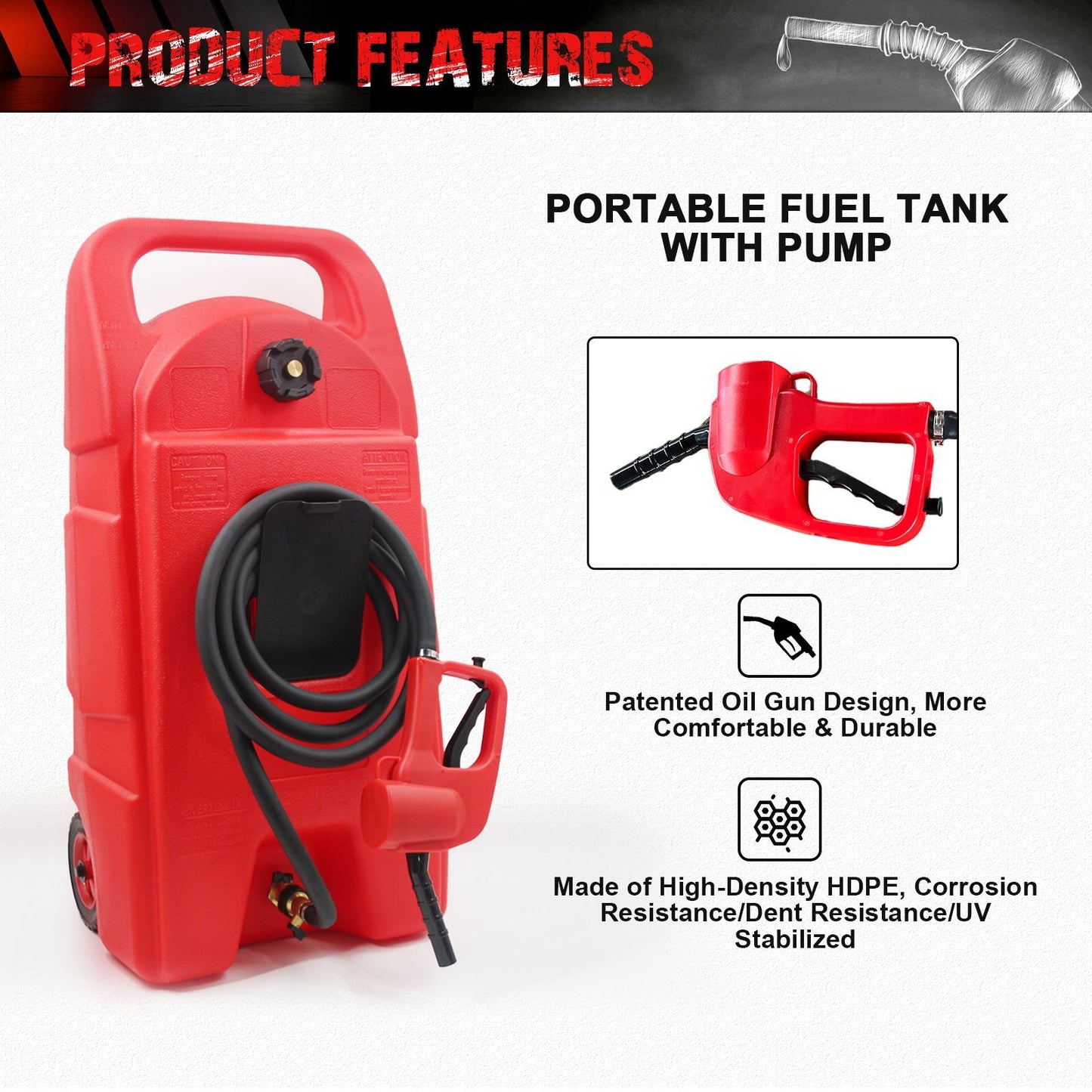 15 Gallon Gas Caddy With Wheels, Fuel Transfer Tank Gasoline Diesel Can,Fuel Storage Tank For Automobiles ATV Car Mowers Tractors Boat Motorcycle(Red) - Premium Other Accessories from Rapidvehicles - Just $285.99! Shop now at Rapidvehicles