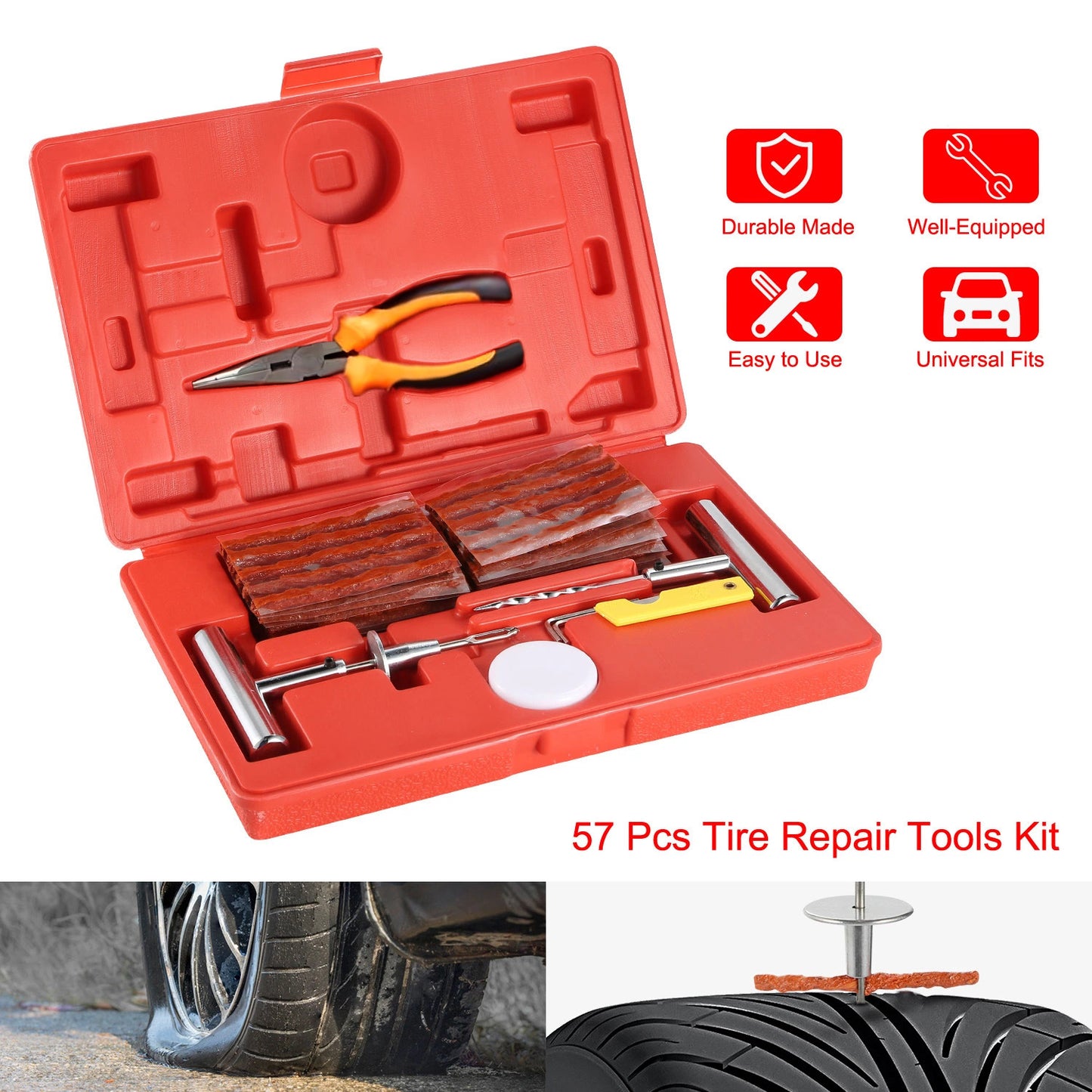 iMounTEK 58 Pcs Universal Tire Repair Tools Kit Flat Tire - Premium Tire Repair Tools from Rapidvehicles - Just $62.99! Shop now at Rapidvehicles