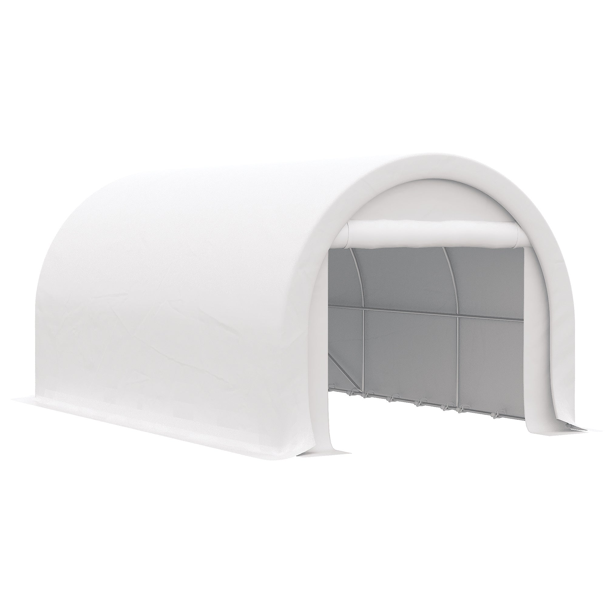 Outsunny 10' x 16' Carport, Heavy Duty Portable Garage Storage Tent with Large Zippered Door, Anti-UV PE Canopy Cover for Car, Truck, Boat, Motorcycle, Bike, Garden Tools, Outdoor Work, White - Premium Carports from Rapidvehicles - Just $327.99! Shop now at Rapidvehicles