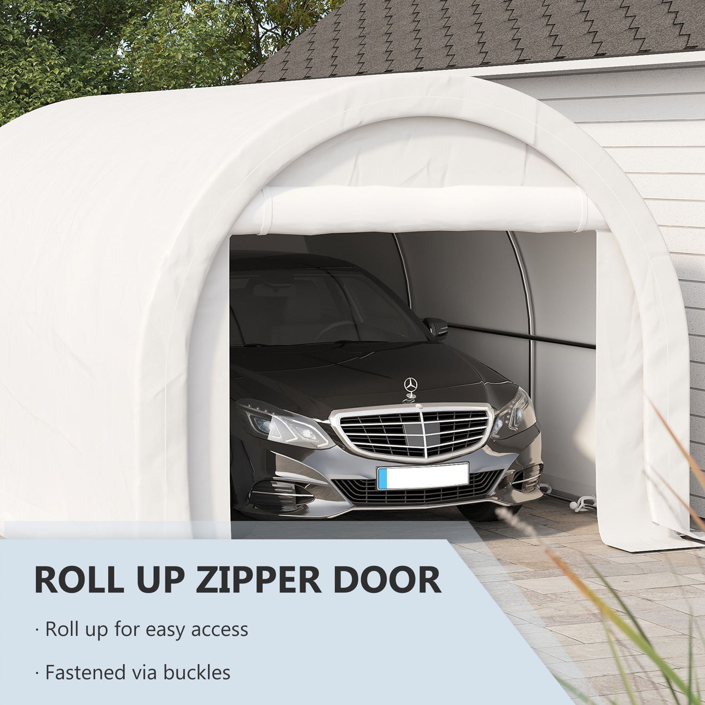 Outsunny 10' x 16' Carport, Heavy Duty Portable Garage Storage Tent with Large Zippered Door, Anti-UV PE Canopy Cover for Car, Truck, Boat, Motorcycle, Bike, Garden Tools, Outdoor Work, White - Premium Carports from Rapidvehicles - Just $354.26! Shop now at Rapidvehicles