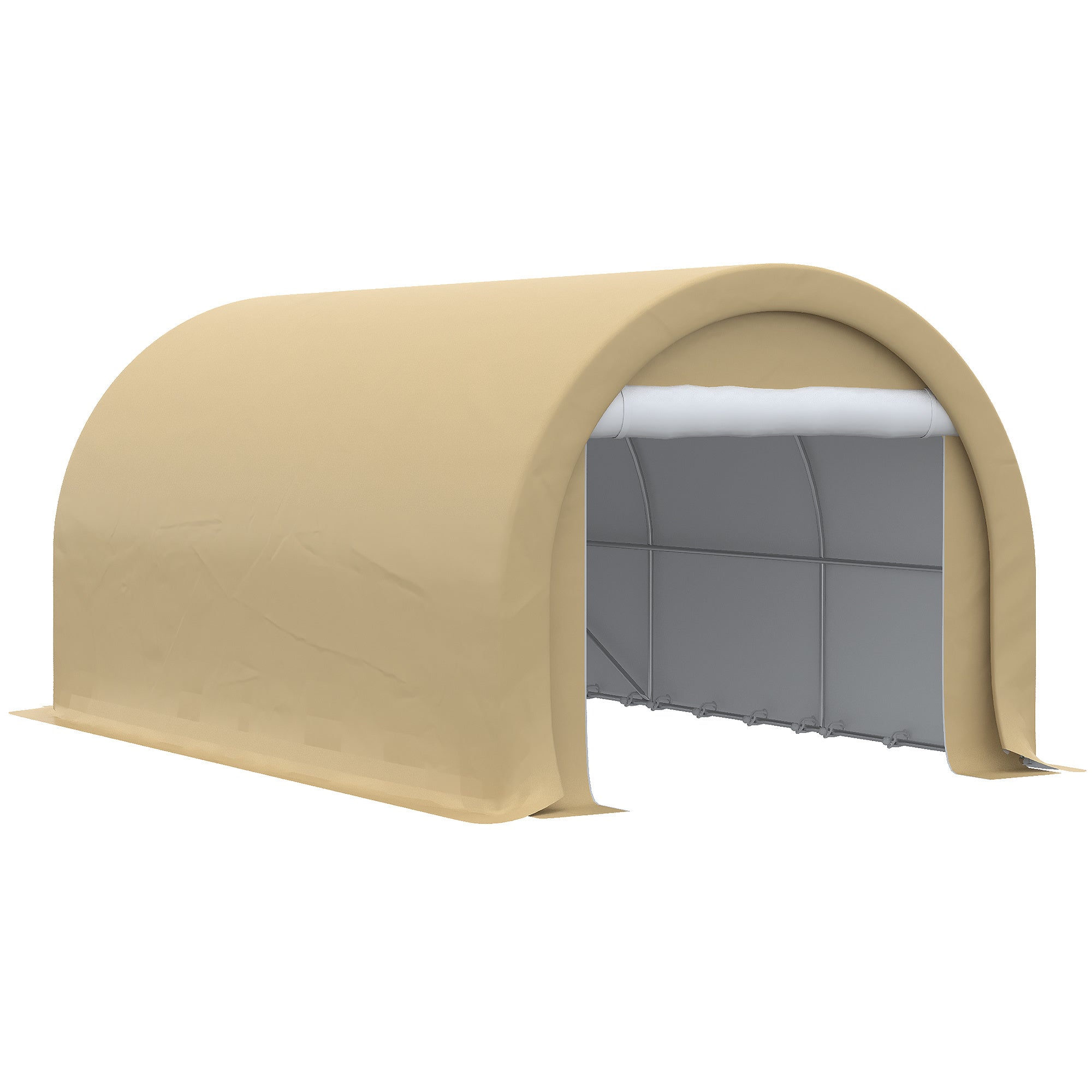 Outsunny 10' x 16' Carport, Heavy Duty Portable Garage Storage Tent with Large Zippered Door, Anti-UV PE Canopy Cover for Car, Truck, Boat, Motorcycle, Bike, Garden Tools, Outdoor Work, Beige - Premium Carports from Rapidvehicles - Just $322.90! Shop now at Rapidvehicles