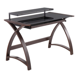 Bentley Mid-Century Modern Office Desk in Dark Grey Wood and Black Glass by LumiSource - Premium Countertop & Wall Organization from Rapidvehicles - Just $267.99! Shop now at Rapidvehicles