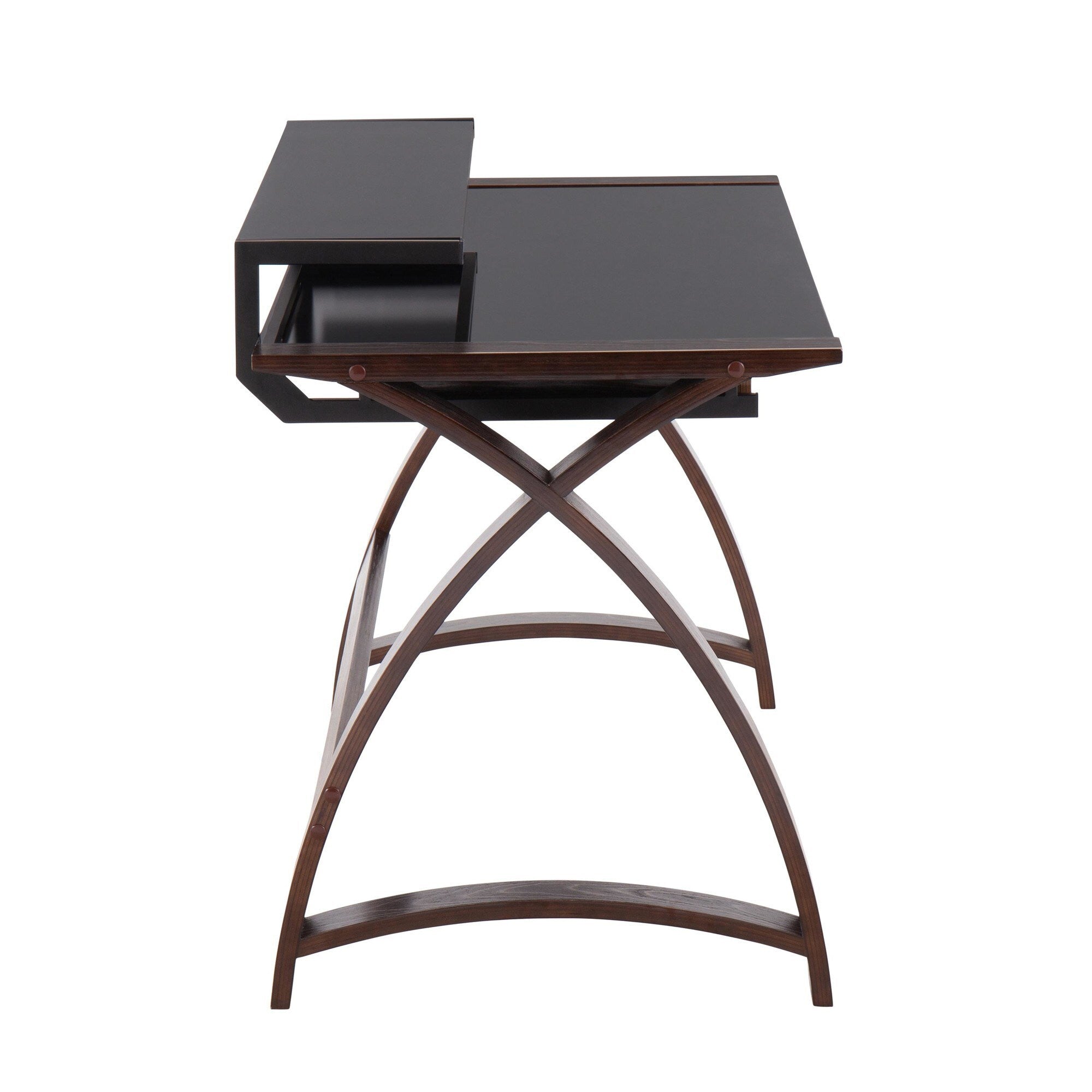 Bentley Mid-Century Modern Office Desk in Dark Grey Wood and Black Glass by LumiSource - Premium Countertop & Wall Organization from Rapidvehicles - Just $267.99! Shop now at Rapidvehicles