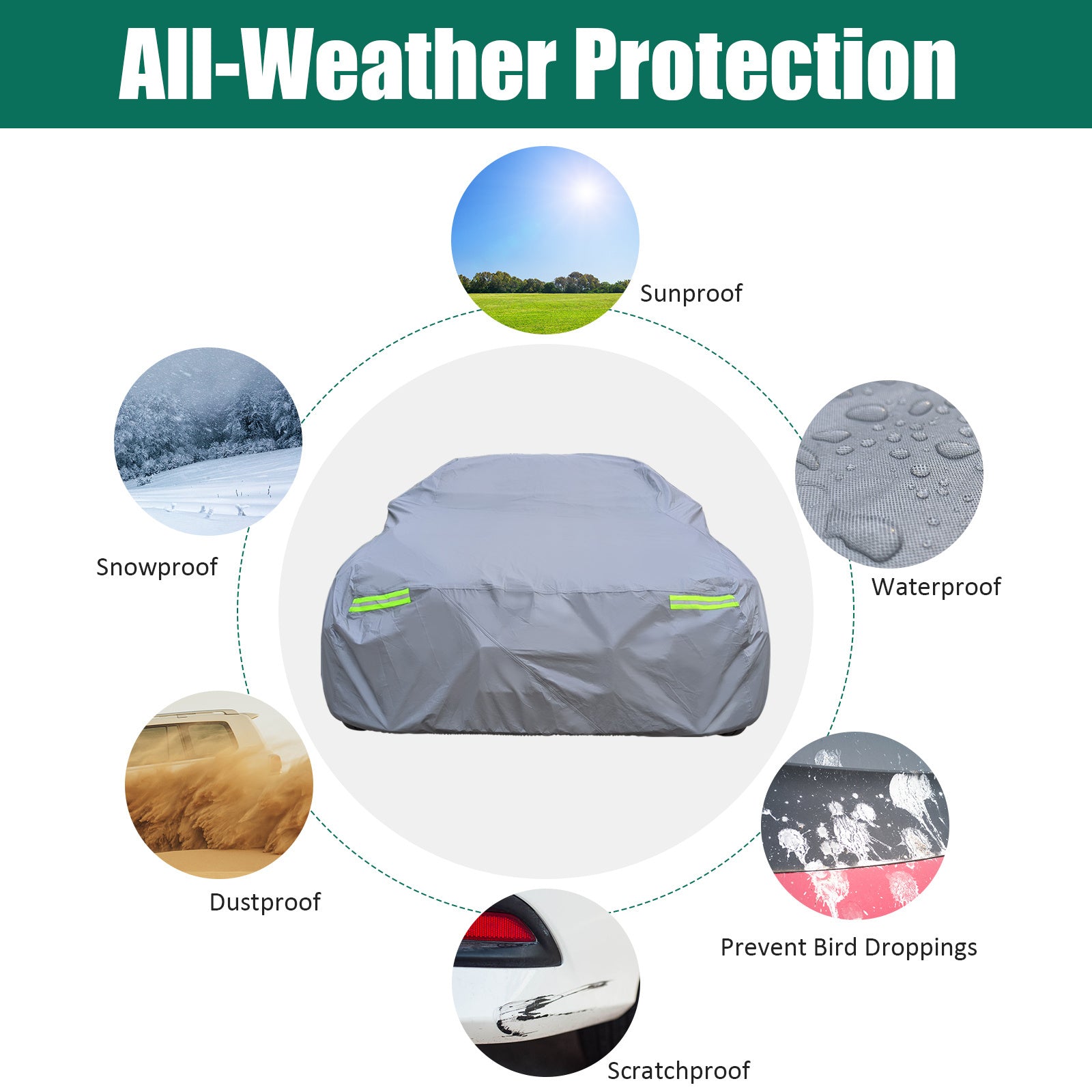 170"-180" Universal Car Cover-Waterproof, Snow and Sun Protection for Sedan - Premium Car Video from Rapidvehicles - Just $42.99! Shop now at Rapidvehicles