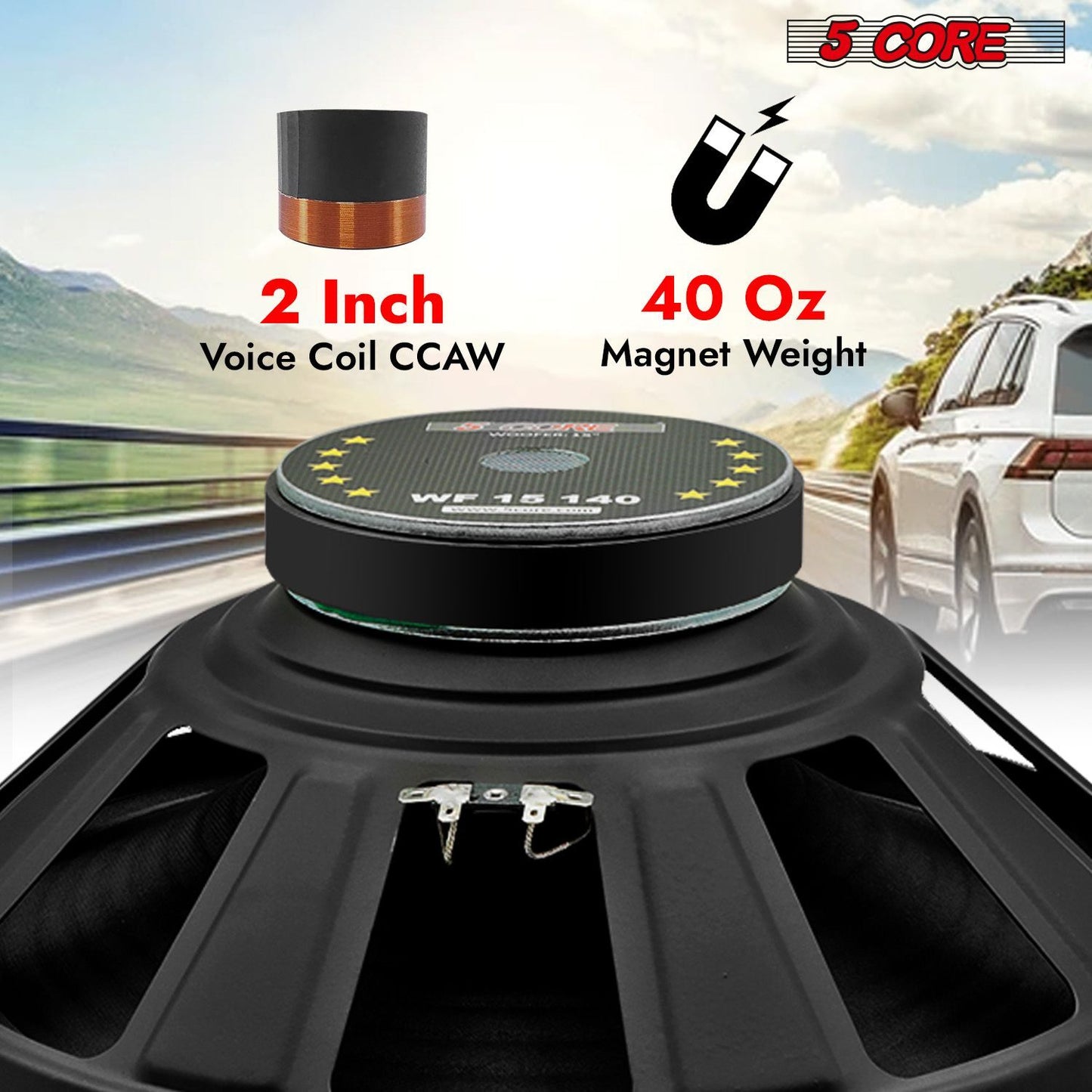 5 Core Subwoofer Speaker 15 Inch Car Sub Woofer 450W Max High Power Pro Audio 4 Ohm 40 Oz Y30 Magnet Big Replacement Bass Subs Para Carro - WF 15 140 4OHM - Premium Car Audio from 5 Core - Just $71.96! Shop now at Rapidvehicles