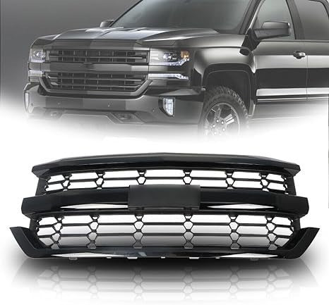 Front Bumper Upper Grille Grill Compatible with Chevrolet Silverado 1500 2016-2018,84602489 (Black) - Premium Accessories from Rapidvehicles - Just $371.99! Shop now at Rapidvehicles