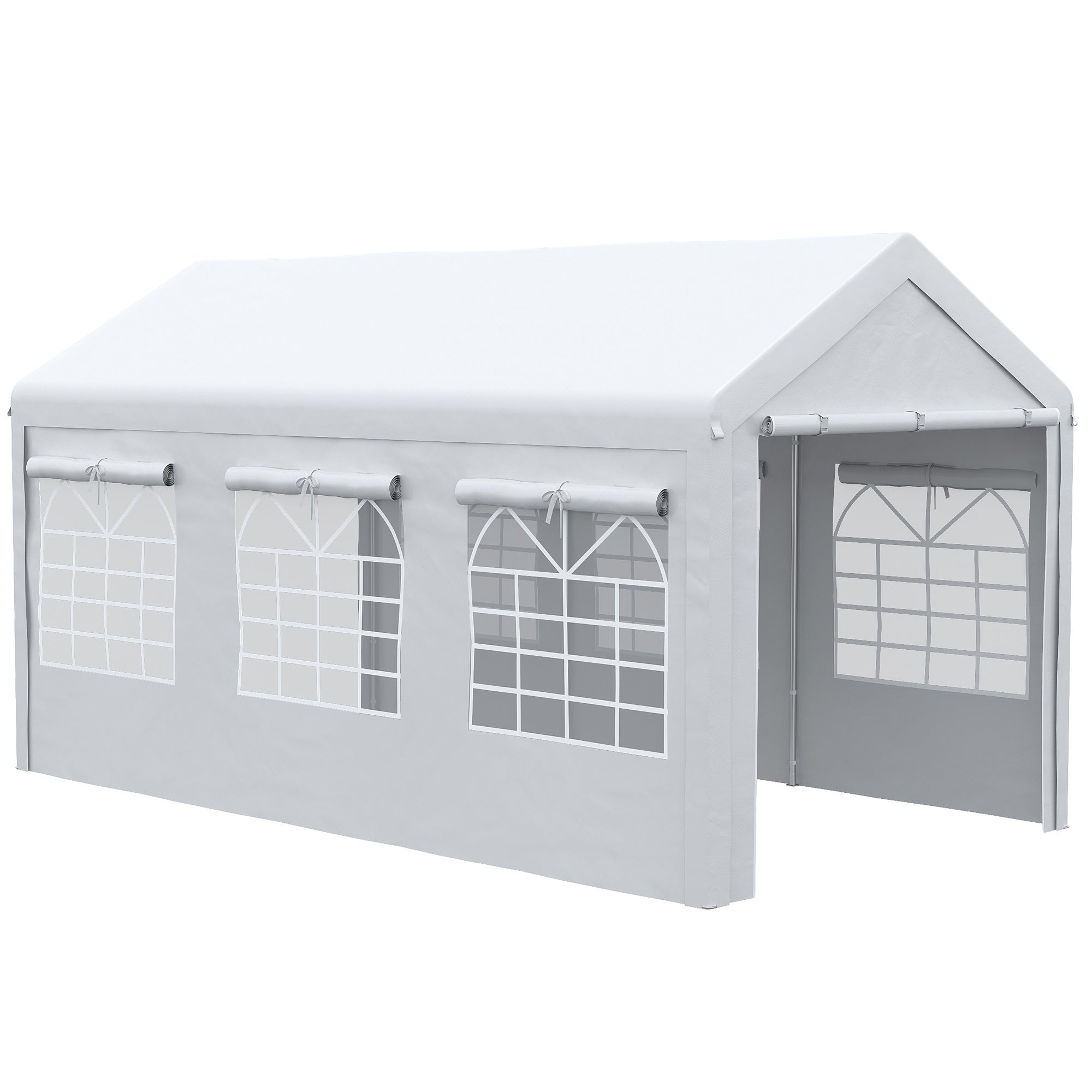 10' x 20' Party Tent and Carport, Height Adjustable Portable Garage, Outdoor Canopy Tent 8 Legs with Sidewalls for Car, Truck, Boat, Motorcycle, Bike, Garden Tools, White - Premium Carports from Rapidvehicles - Just $410.99! Shop now at Rapidvehicles