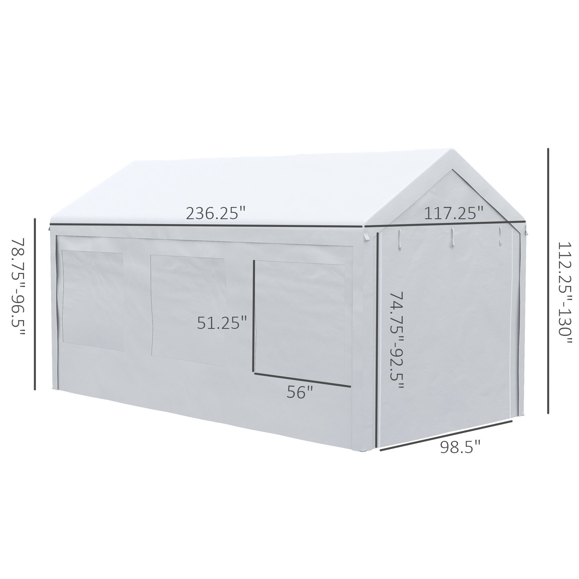 10' x 20' Party Tent and Carport, Height Adjustable Portable Garage, Outdoor Canopy Tent 8 Legs with Sidewalls for Car, Truck, Boat, Motorcycle, Bike, Garden Tools, White - Premium Carports from Rapidvehicles - Just $406.20! Shop now at Rapidvehicles