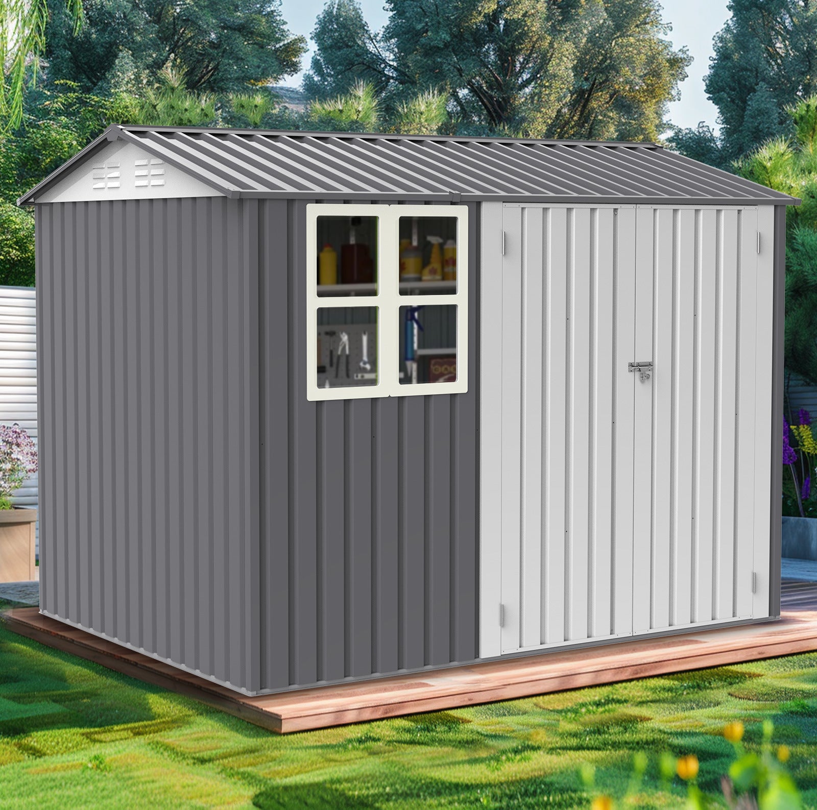 Storage Shed 6 x 8 FT Large Metal Tool Sheds with Window - Premium Carports from Rapidvehicles - Just $491.15! Shop now at Rapidvehicles