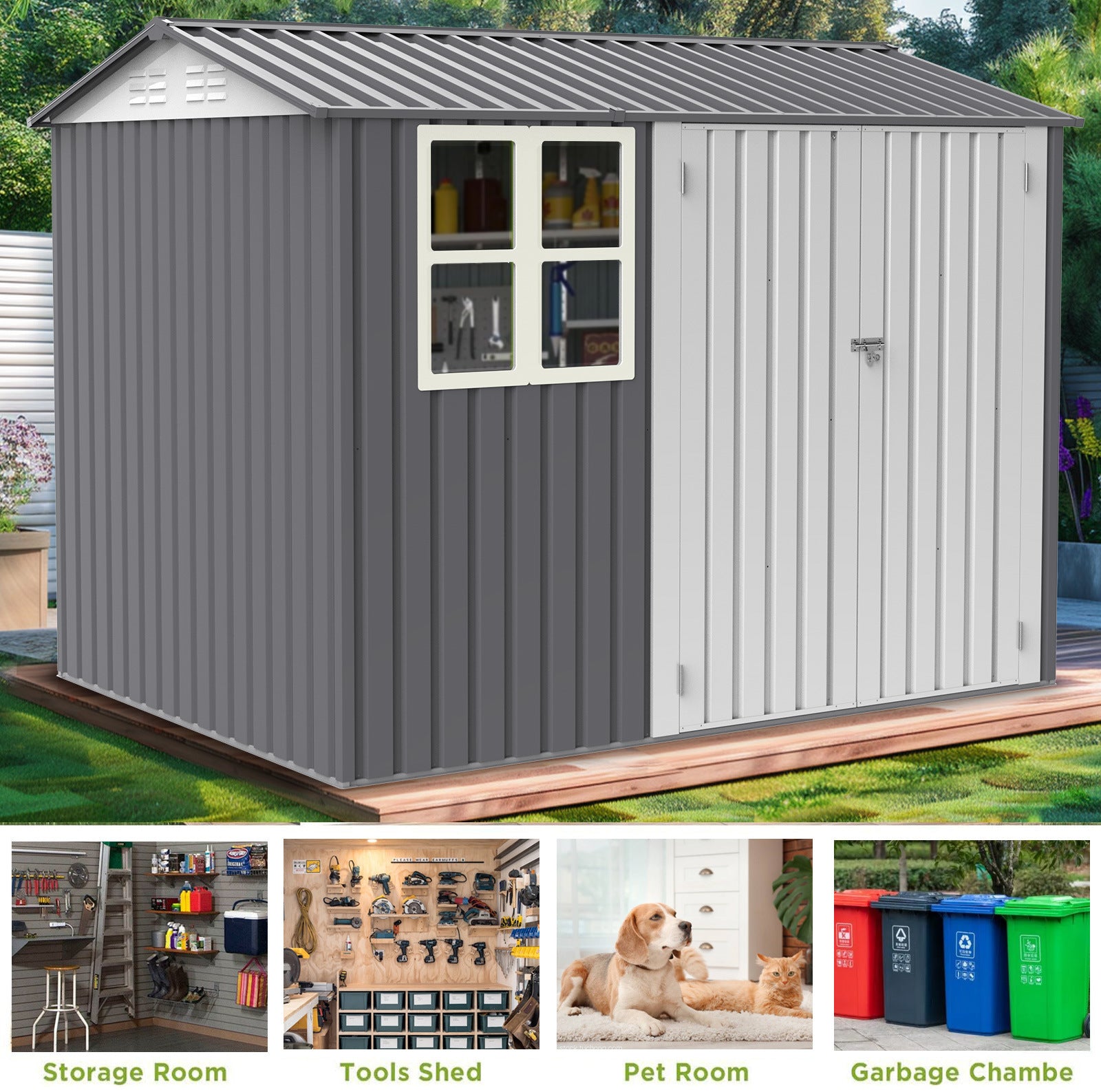 Storage Shed 6 x 8 FT Large Metal Tool Sheds with Window - Premium Carports from Rapidvehicles - Just $491.15! Shop now at Rapidvehicles