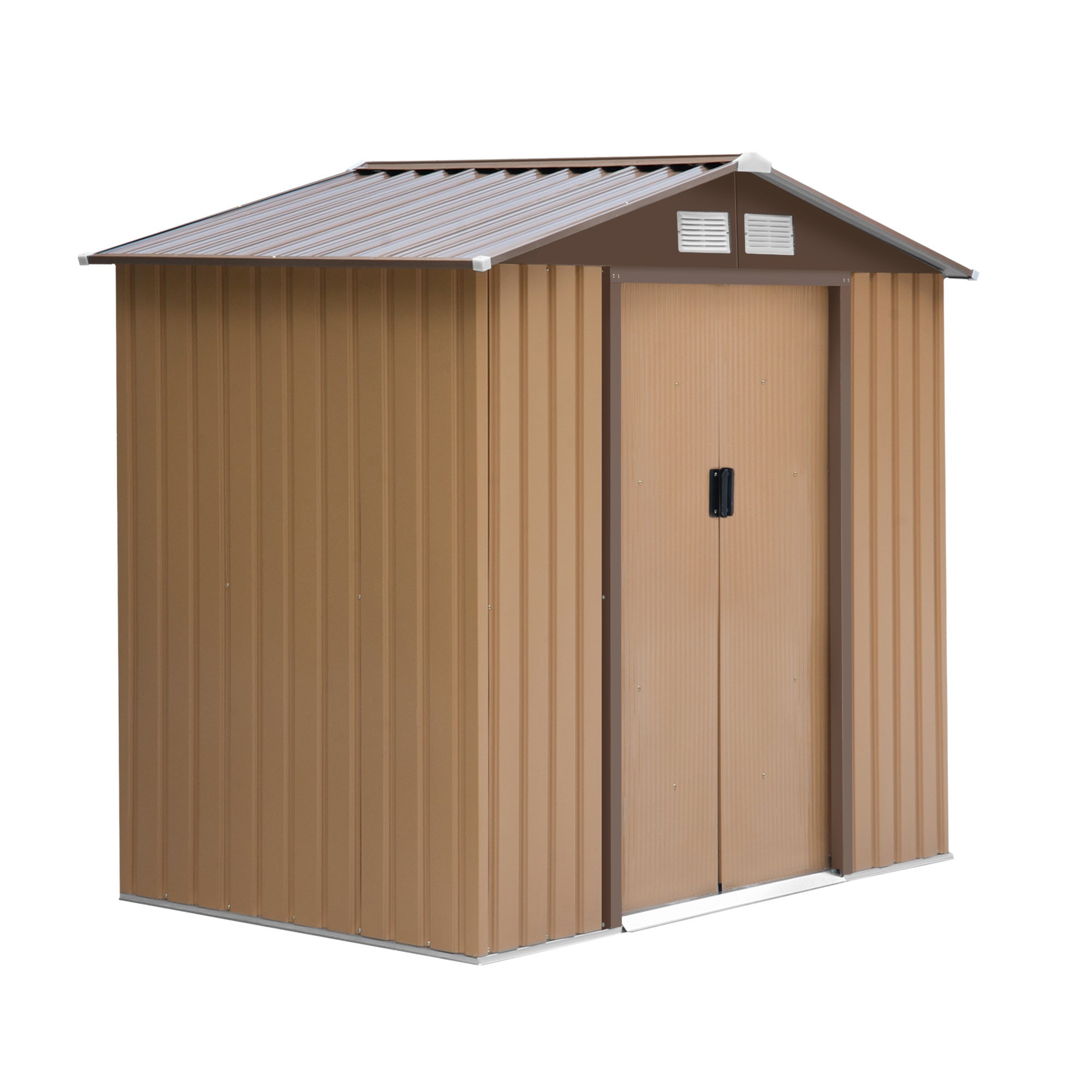 Outsunny 7' x 4' Outdoor Storage Shed, Garden Tool House with Foundation, 4 Vents and 2 Easy Sliding Doors for Backyard, Patio, Garage, Lawn, Yellow - Premium Carports from Rapidvehicles - Just $391.99! Shop now at Rapidvehicles