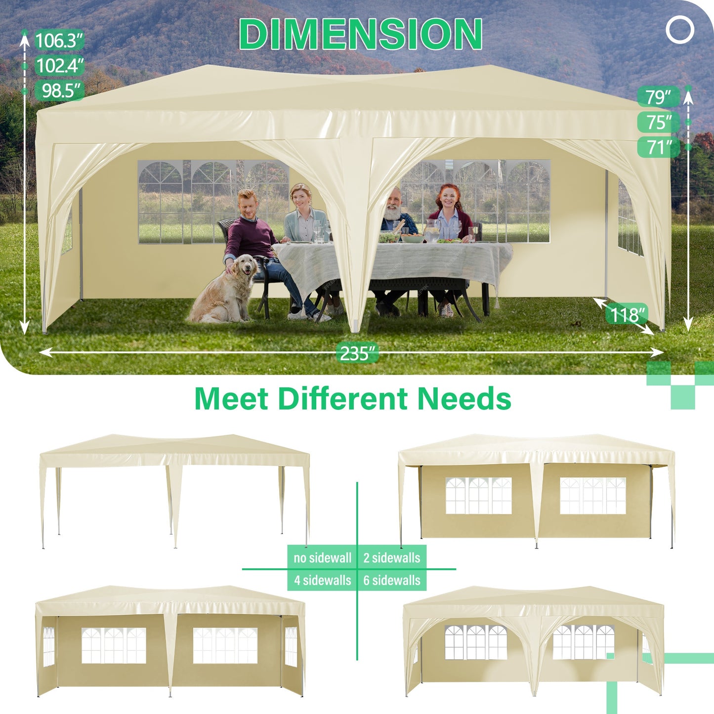 10'x20' Pop Up Canopy Tent with 6 Sidewalls, Ez Pop Up Outdoor - Premium Carports from Rapidvehicles - Just $260.99! Shop now at Rapidvehicles