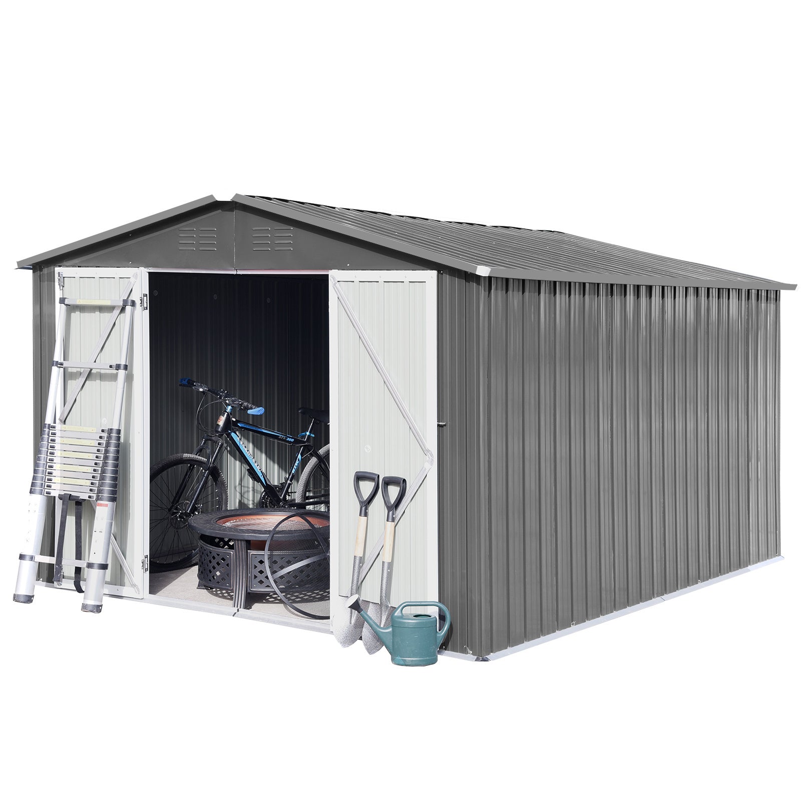 Metal garden sheds 10ftx12ft outdoor storage sheds Grey - Premium Carports from Rapidvehicles - Just $613.27! Shop now at Rapidvehicles