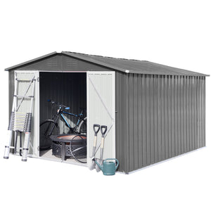 Metal garden sheds 10ftx12ft outdoor storage sheds Grey - Premium Carports from Rapidvehicles - Just $617.99! Shop now at Rapidvehicles