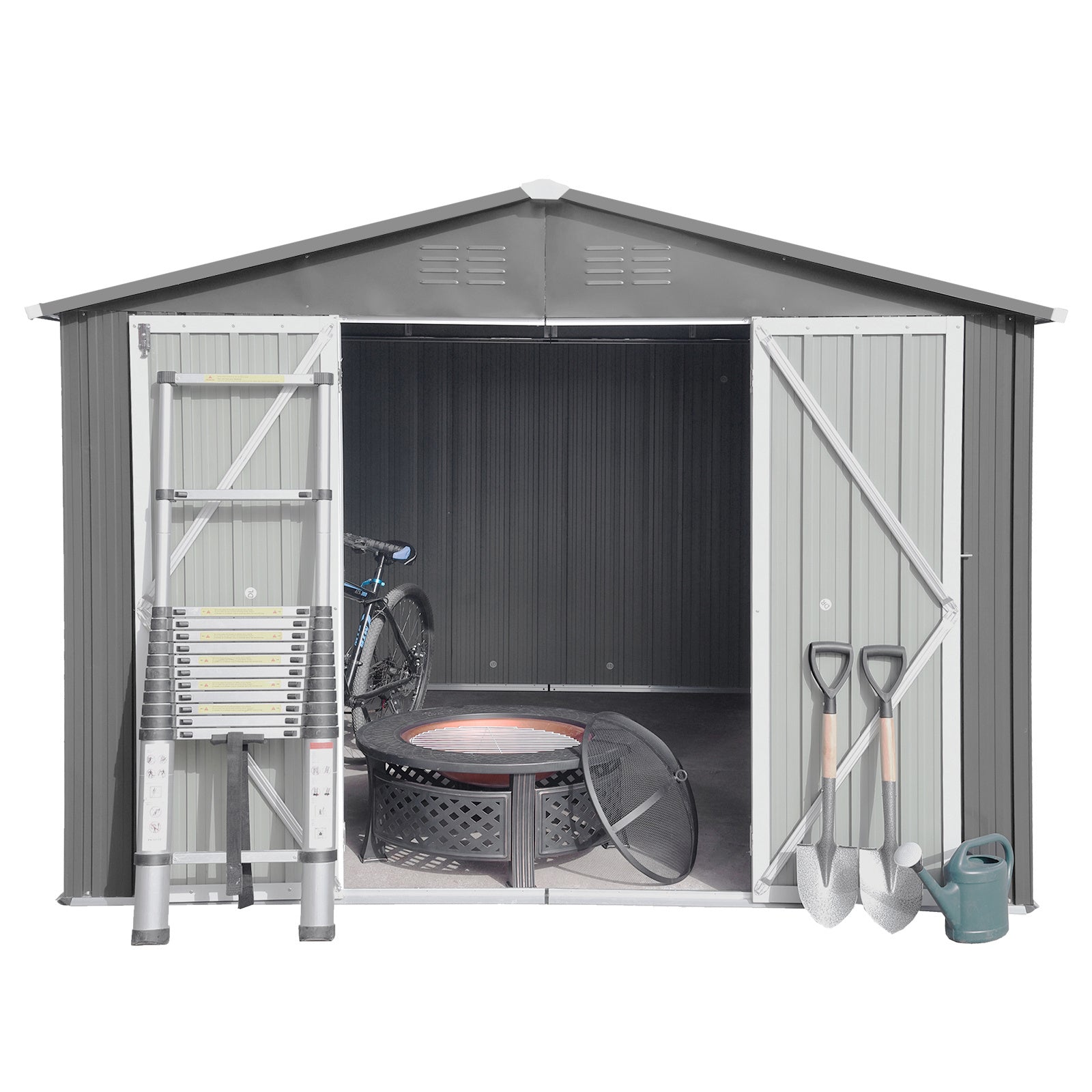 Metal garden sheds 10ftx12ft outdoor storage sheds Grey - Premium Carports from Rapidvehicles - Just $613.27! Shop now at Rapidvehicles