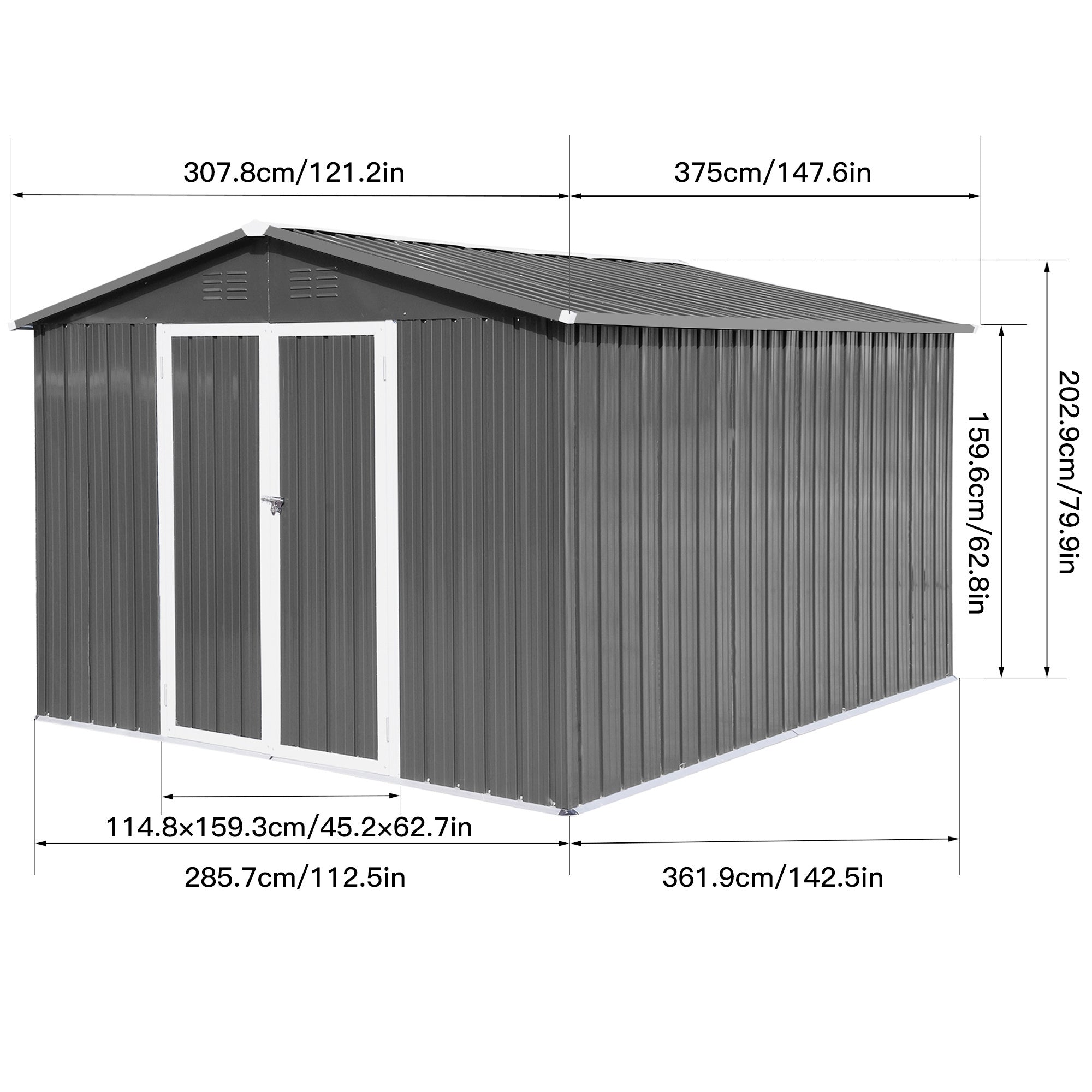 Metal garden sheds 10ftx12ft outdoor storage sheds Grey - Premium Carports from Rapidvehicles - Just $617.99! Shop now at Rapidvehicles