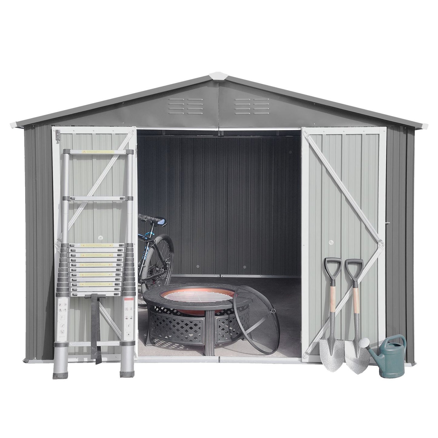 Metal garden sheds 10ftx12ft outdoor storage sheds Grey - Premium Carports from Rapidvehicles - Just $678.36! Shop now at Rapidvehicles