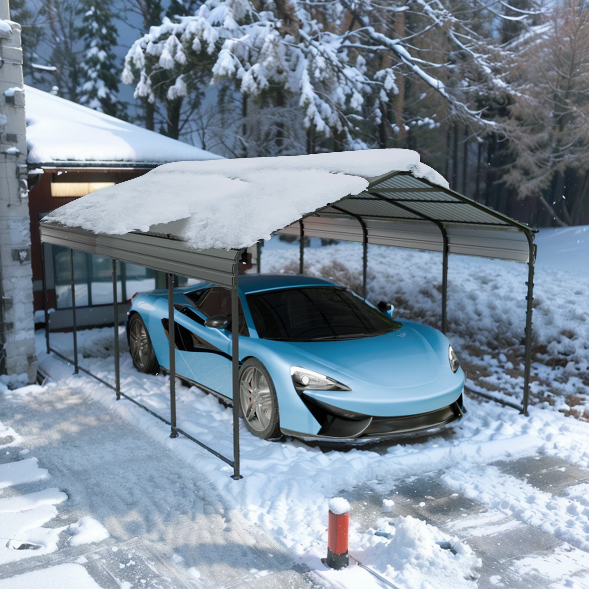 Carport 12x20 FT Heavy Duty Carport CanopyUpdated Frame Structure Galvanized Steel Roof and Enhanced BaseMetal Carport Garage for Pickup, Boat, Car and Tractors, dark Grey - Premium Carports from Rapidvehicles - Just $994.99! Shop now at Rapidvehicles