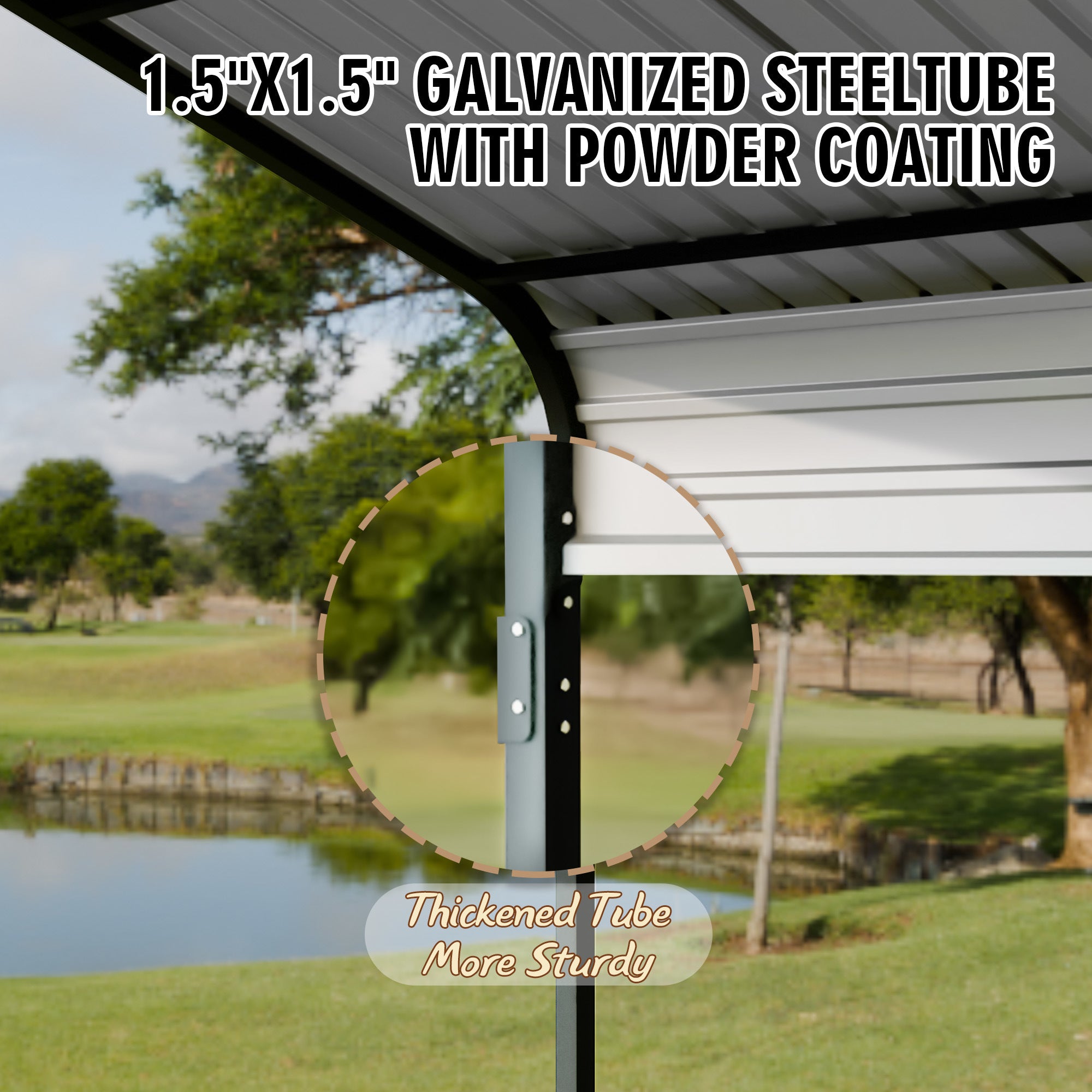 Carport 12x20 FT Heavy Duty Carport CanopyUpdated Frame Structure Galvanized Steel Roof and Enhanced BaseMetal Carport Garage for Pickup, Boat, Car and Tractors, dark Grey - Premium Carports from Rapidvehicles - Just $994.99! Shop now at Rapidvehicles