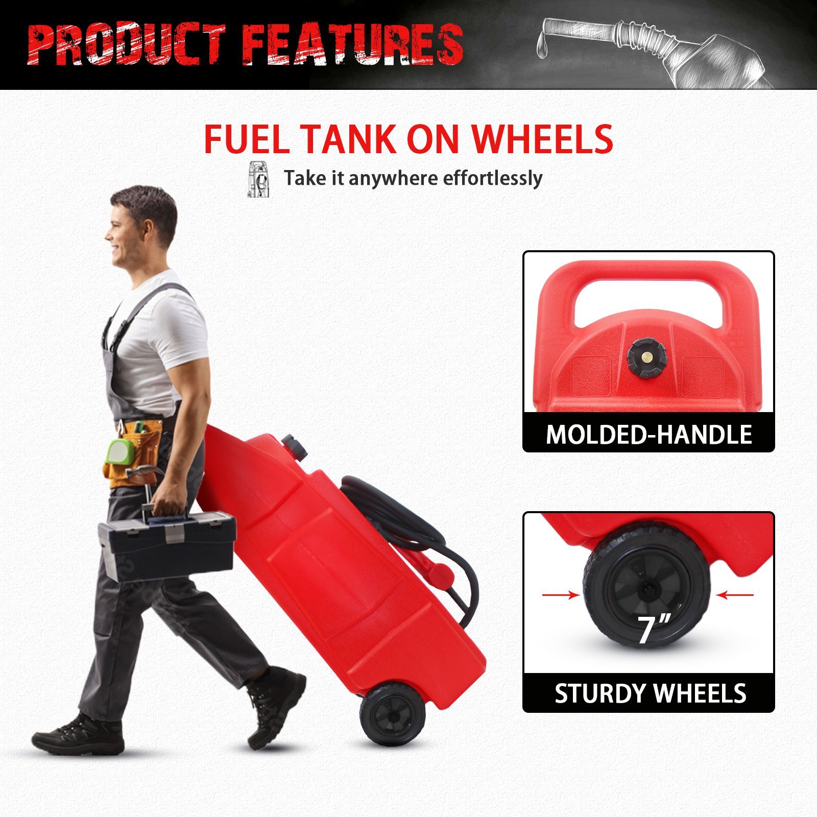 25 Gallon Gas Caddy With Wheels, Fuel Transfer Tank Gasoline - Premium Other Accessories from Rapidvehicles - Just $378.99! Shop now at Rapidvehicles