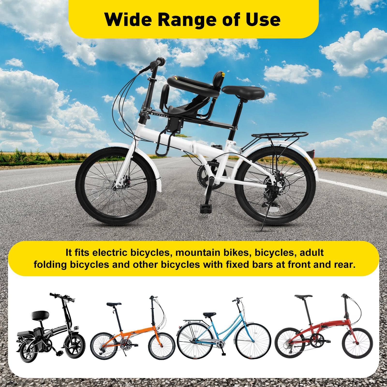 Front Mountain Bike Seats, Bicycle Child Seat, Baby Bike Seat Portable - Premium Carports from Rapidvehicles - Just $51.99! Shop now at Rapidvehicles