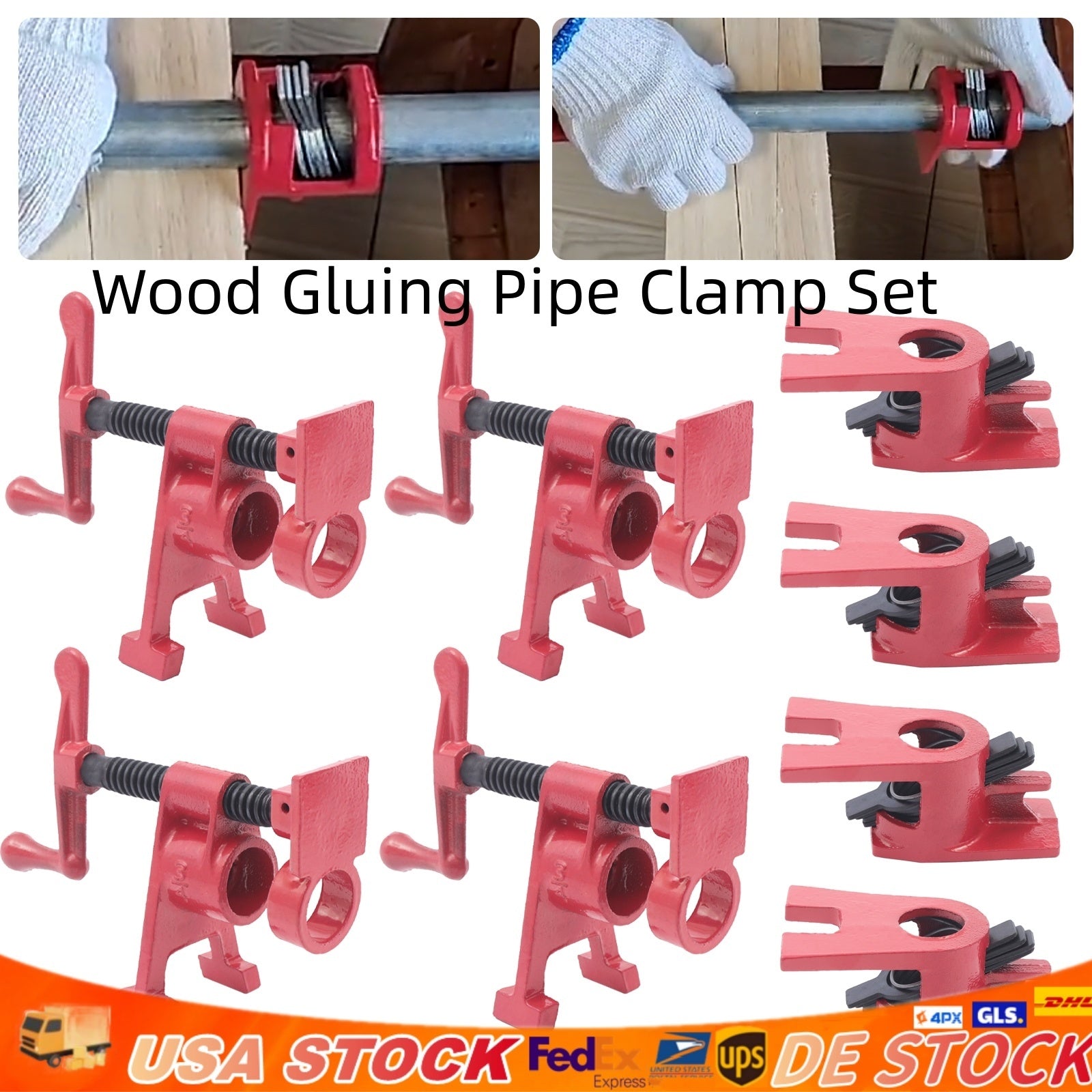 3/4" Wood Gluing Pipe Clamp Set Heavy Duty Cast Iron Quick Release Bar Clamps with Wide Base for Woodworking(4 Pack) - Premium Carports from Rapidvehicles - Just $72.92! Shop now at Rapidvehicles