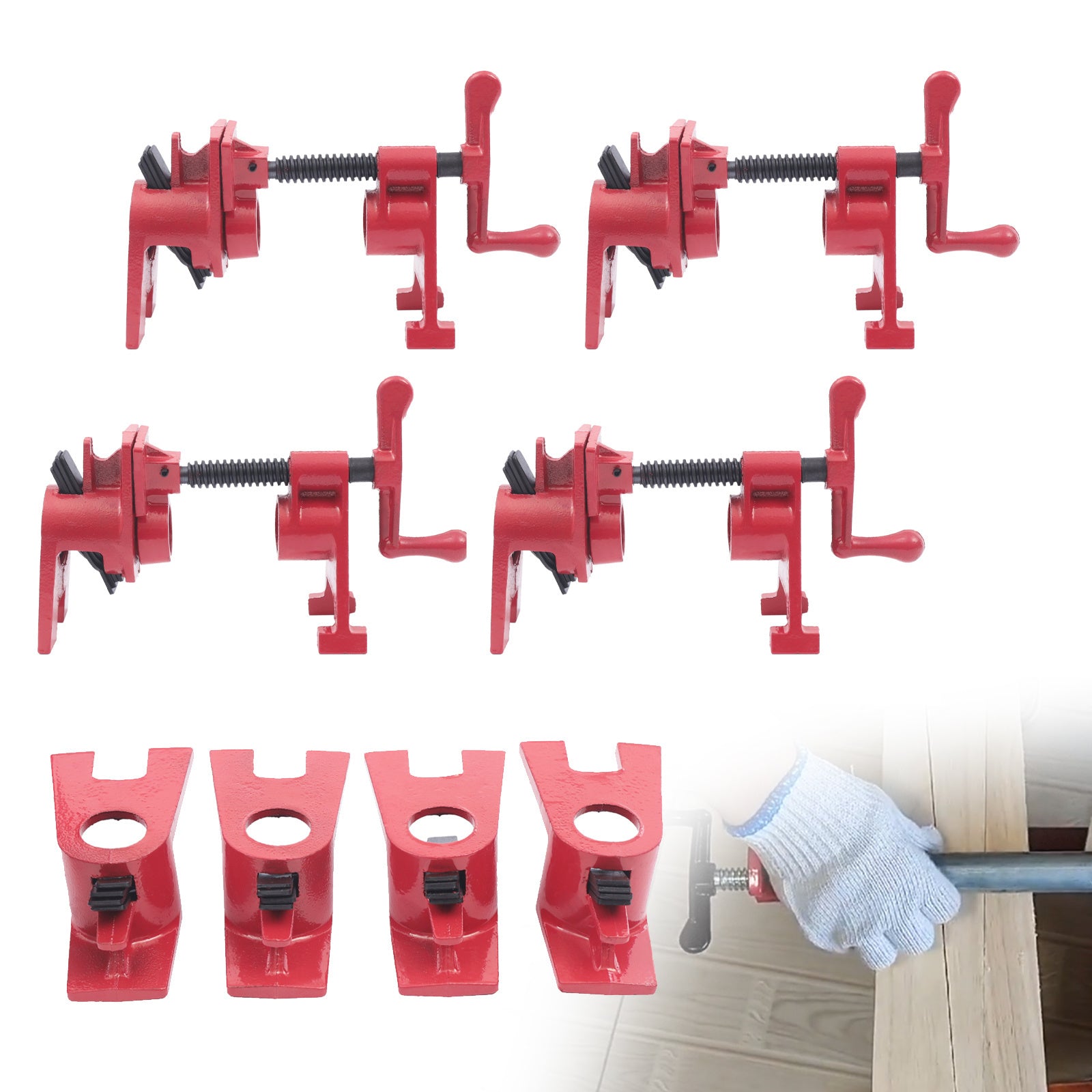 3/4" Wood Gluing Pipe Clamp Set Heavy Duty Cast Iron Quick Release Bar Clamps with Wide Base for Woodworking(4 Pack) - Premium Carports from Rapidvehicles - Just $72.92! Shop now at Rapidvehicles