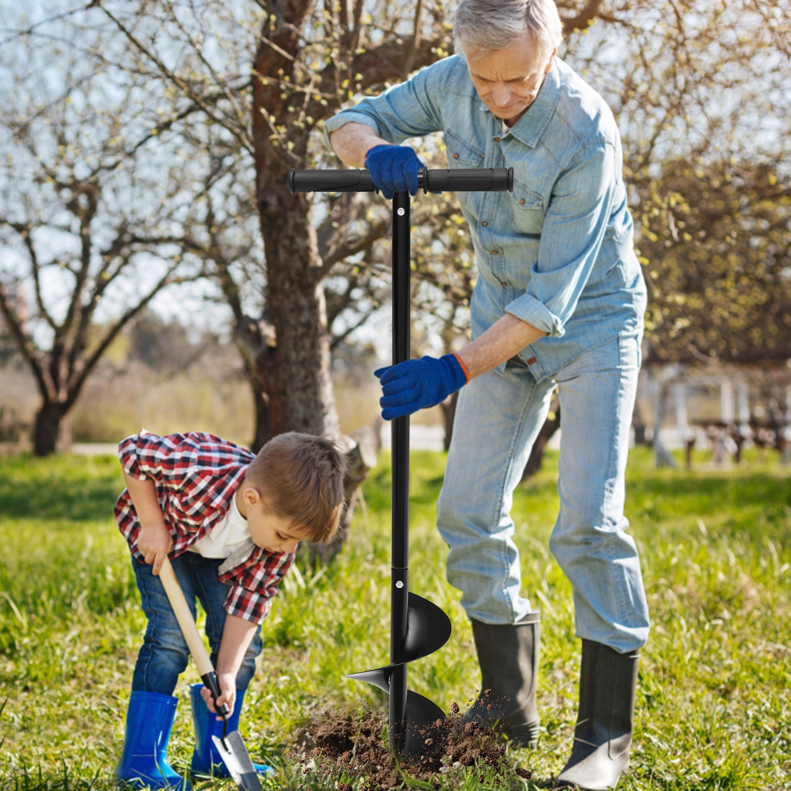 Manual Garden Hole Digging Drill Bit Hand Drill Auger Post Hole Digger for Planting Earth Fence Post Soil Holes-6"x 33.46" - Premium Carports from Rapidvehicles - Just $41.80! Shop now at Rapidvehicles