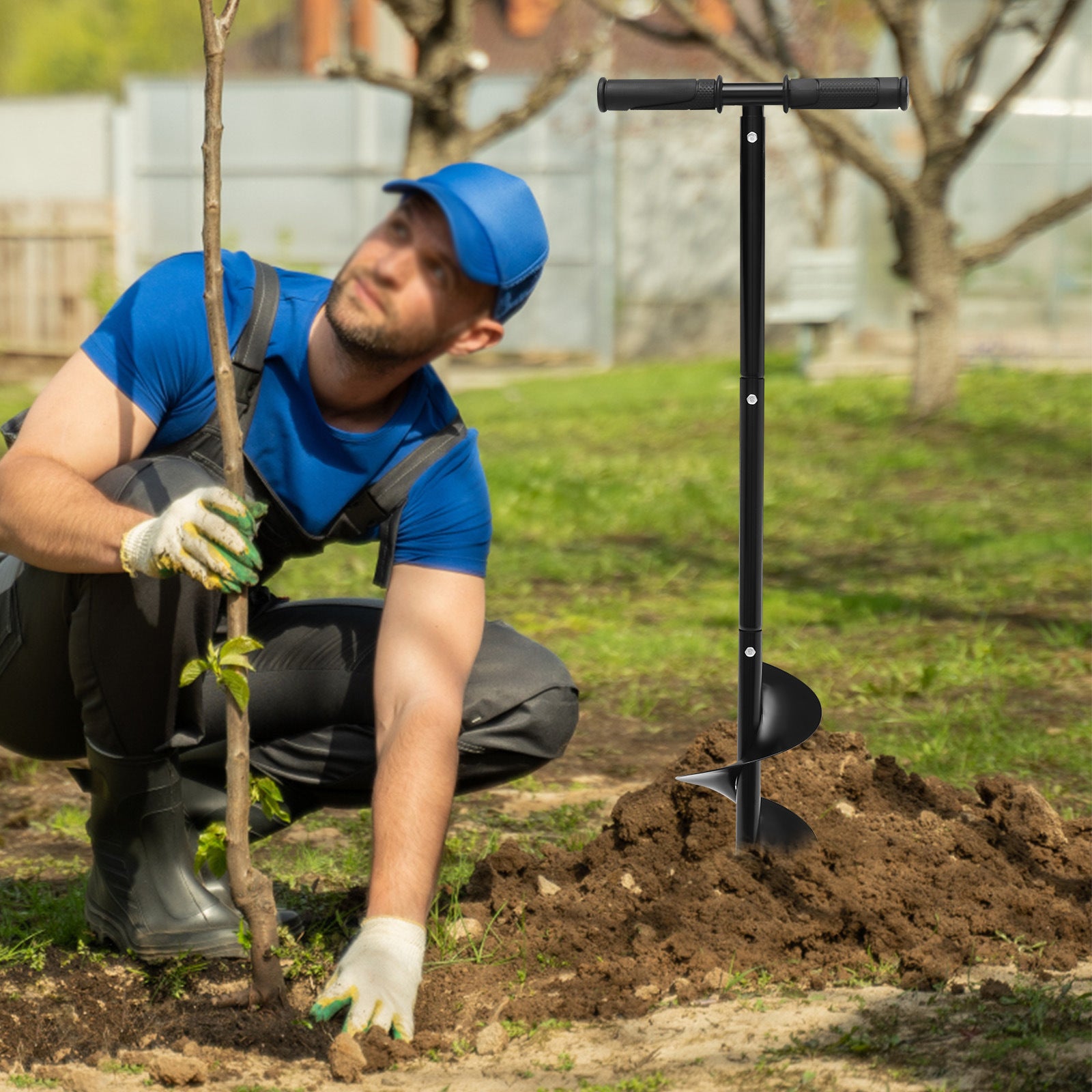 Manual Garden Hole Digging Drill Bit Hand Drill Auger Post Hole Digger for Planting Earth Fence Post Soil Holes-6"x 33.46" - Premium Carports from Rapidvehicles - Just $41.99! Shop now at Rapidvehicles