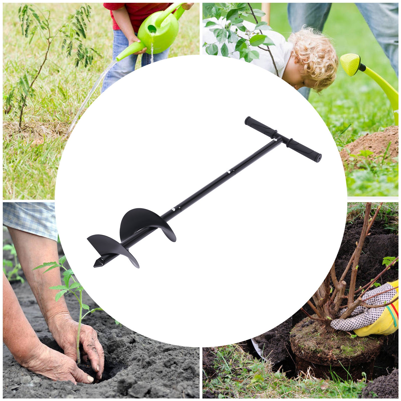 Manual Garden Hole Digging Drill Bit Hand Drill Auger Post Hole Digger for Planting Earth Fence Post Soil Holes-6"x 33.46" - Premium Carports from Rapidvehicles - Just $41.80! Shop now at Rapidvehicles