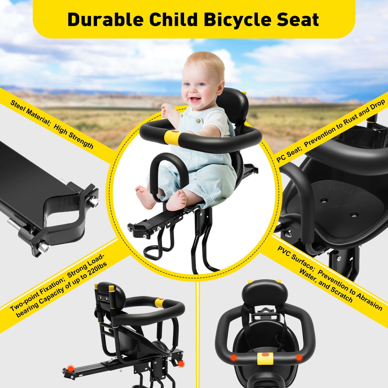 Portable Baby Bike Safety Toddler Child Seat Kids Bicycle Chair Carrier Front Mount - Premium Carports from Rapidvehicles - Just $54.99! Shop now at Rapidvehicles