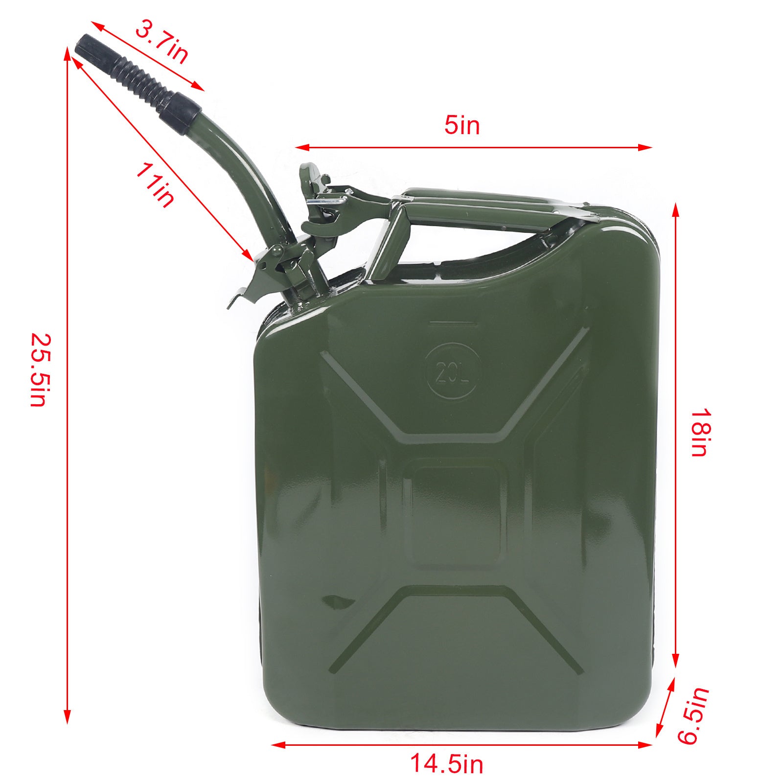 5 Gallon 20L Protable Green Jerry Can Oil Gasoline Gas Steel Tank w/ Spout Steel - Premium Carports from Rapidvehicles - Just $66.87! Shop now at Rapidvehicles