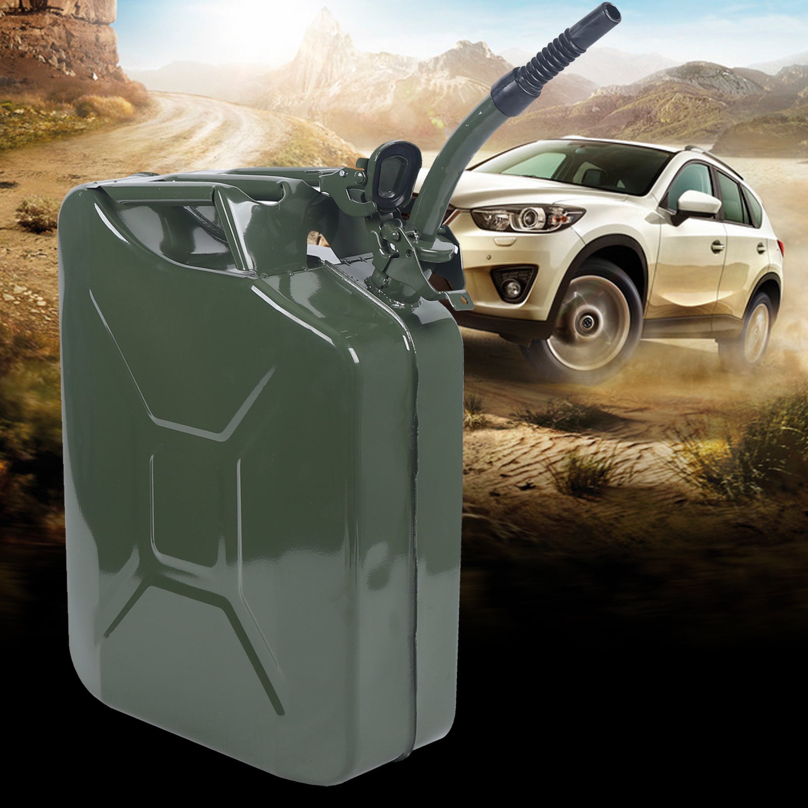 5 Gallon 20L Protable Green Jerry Can Oil Gasoline Gas Steel Tank w/ Spout Steel - Premium Carports from Rapidvehicles - Just $70.99! Shop now at Rapidvehicles