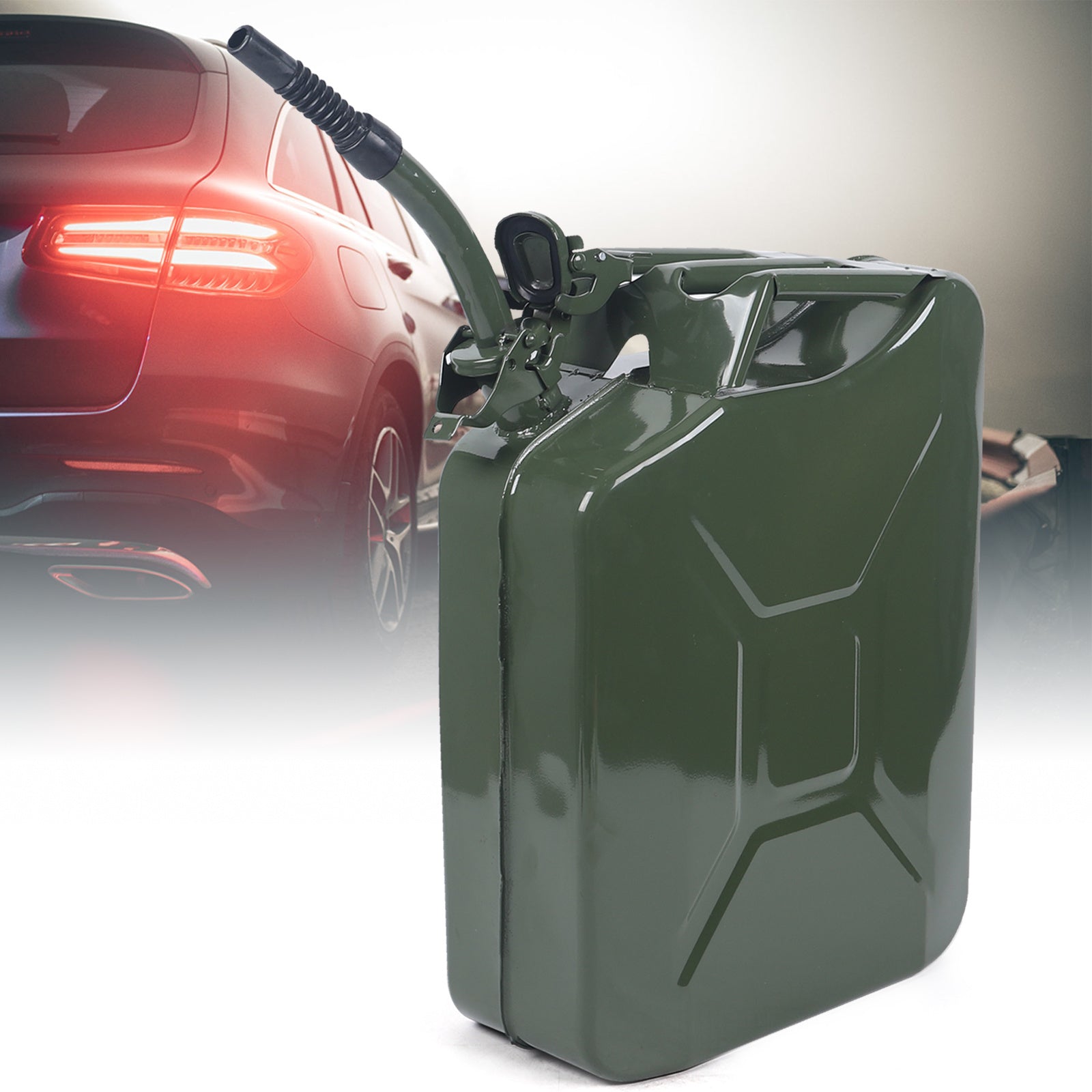 5 Gallon 20L Protable Green Jerry Can Oil Gasoline Gas Steel Tank w/ Spout Steel - Premium Carports from Rapidvehicles - Just $66.87! Shop now at Rapidvehicles