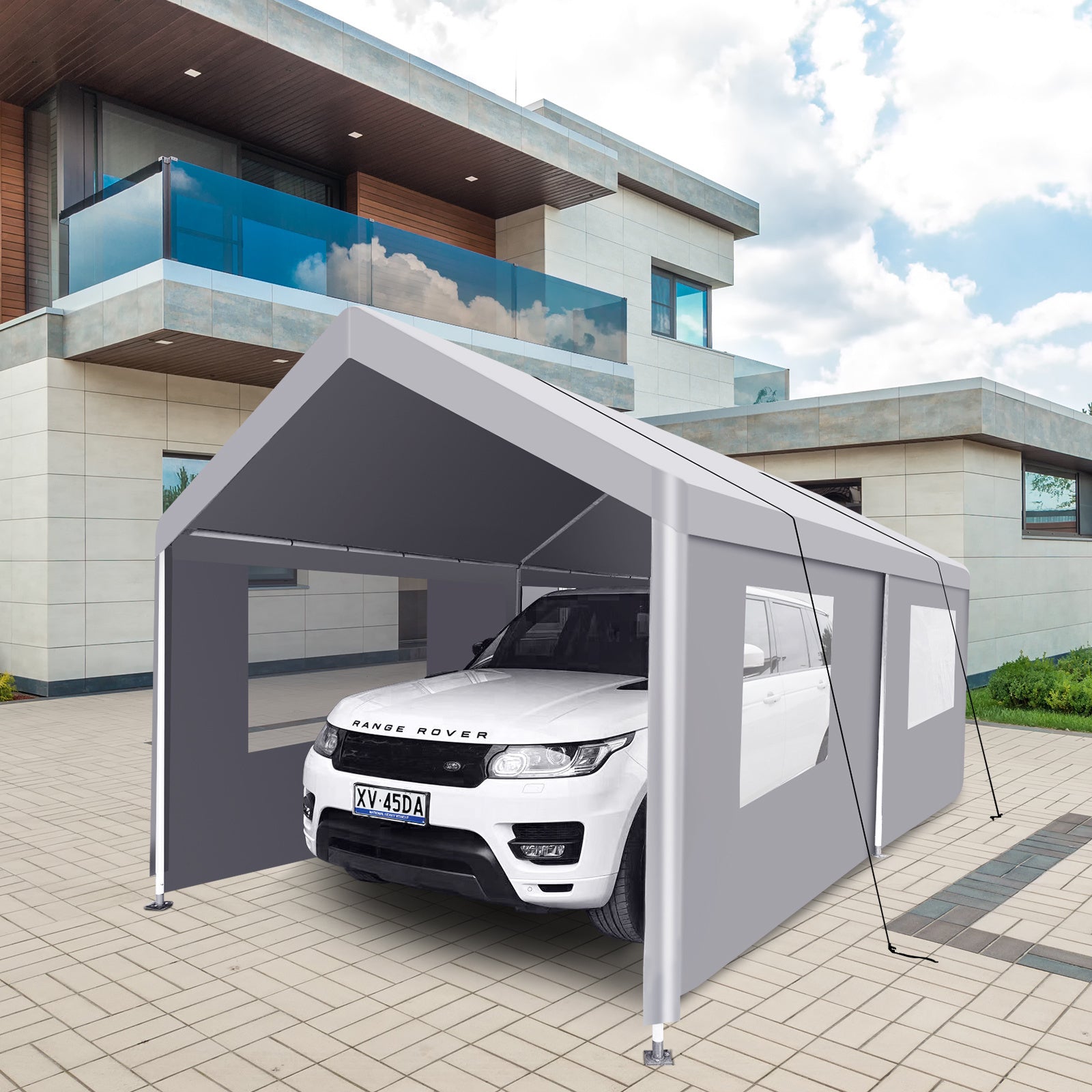 Carport, 10?20 Heavy Duty Portable Carport Garage Tent for Outdoor Storage Shelter grey - Premium Carports from Rapidvehicles - Just $295.99! Shop now at Rapidvehicles