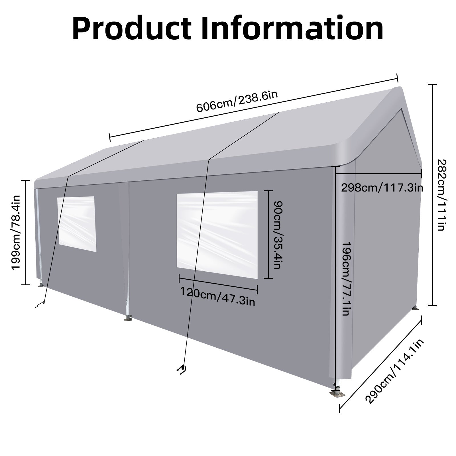 Carport, 10?20 Heavy Duty Portable Carport Garage Tent for Outdoor Storage Shelter grey - Premium Carports from Rapidvehicles - Just $295.99! Shop now at Rapidvehicles