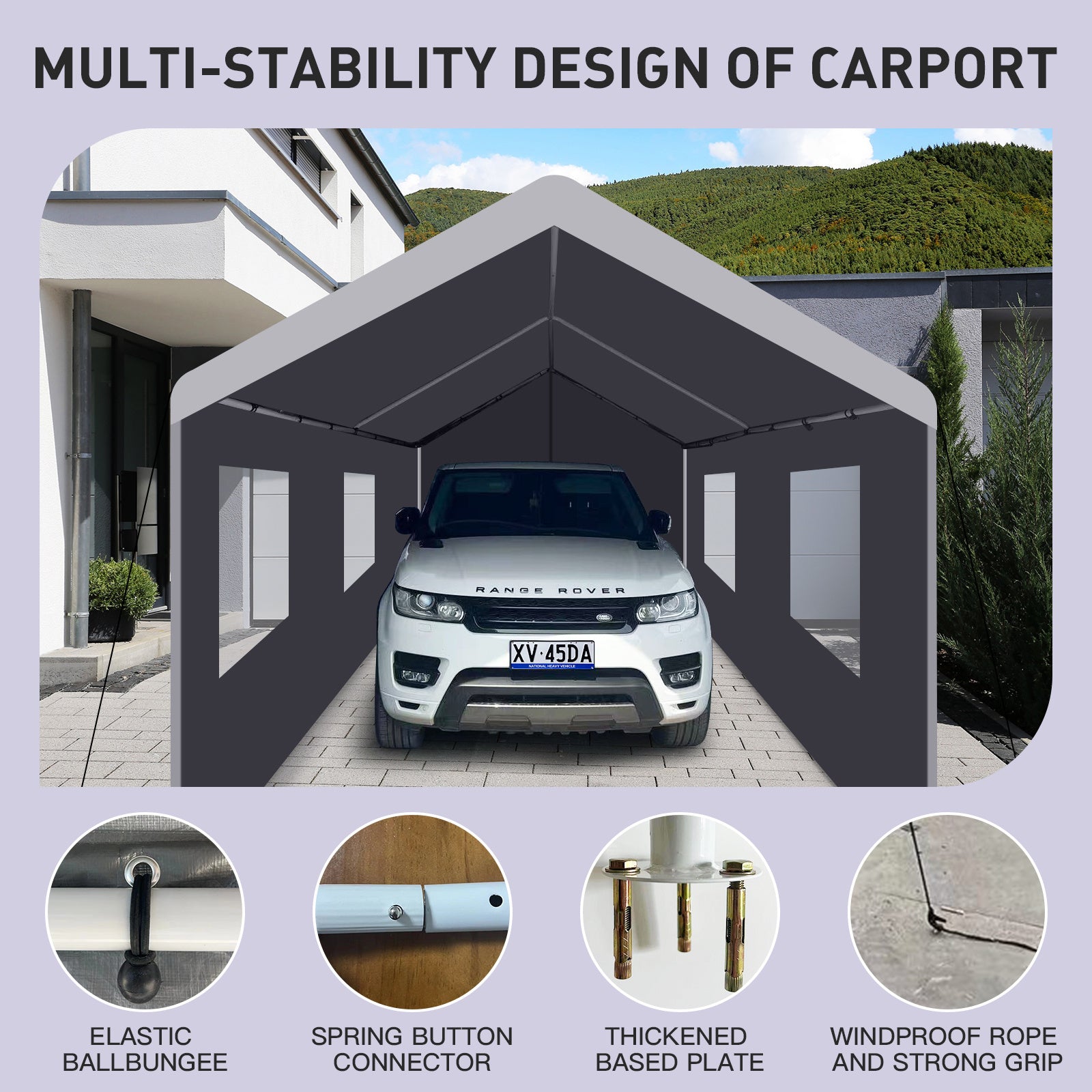 Carport, 10?20 Heavy Duty Portable Carport Garage Tent for Outdoor Storage Shelter grey - Premium Carports from Rapidvehicles - Just $290.63! Shop now at Rapidvehicles