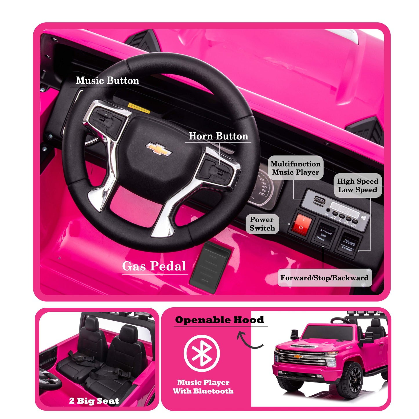 Pink, 24V 2 Seater Ride On Truck Car, Licensed Chevrolet - Premium Kids' Bikes from Rapidvehicles - Just $363.23! Shop now at Rapidvehicles