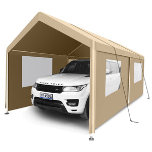 Carport, 10?20 Heavy Duty Portable Carport Garage Tent for Outdoor Storage Shelter khaki - Premium Carports from Rapidvehicles - Just $295.99! Shop now at Rapidvehicles