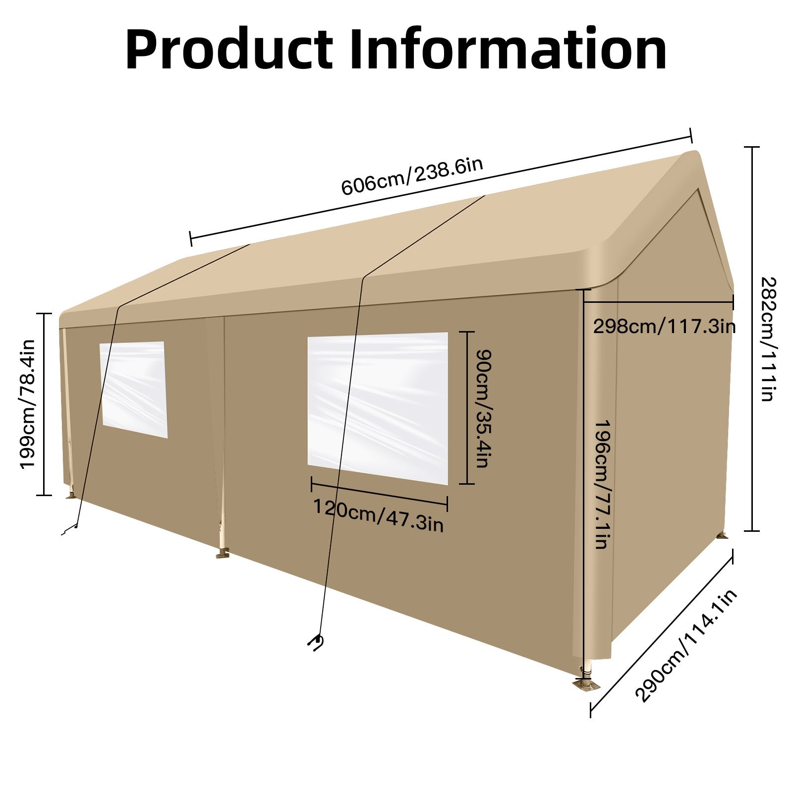 Carport, 10?20 Heavy Duty Portable Carport Garage Tent for Outdoor Storage Shelter khaki - Premium Carports from Rapidvehicles - Just $295.99! Shop now at Rapidvehicles