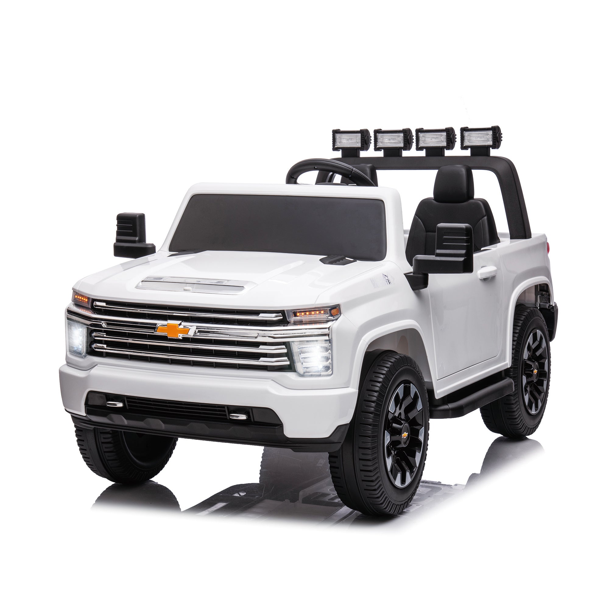 White, 24V 2 Seater Ride On Truck Car, Licensed Chevrolet Silverado HD Electric Car for Kids, 4WDmotors, with2.4G Remote Control, Metal Suspension, Soft Start, FM/Bluetooth/Music, LED Light,Toys Gifts - Premium Kids' Bikes from Rapidvehicles - Just $361.38! Shop now at Rapidvehicles