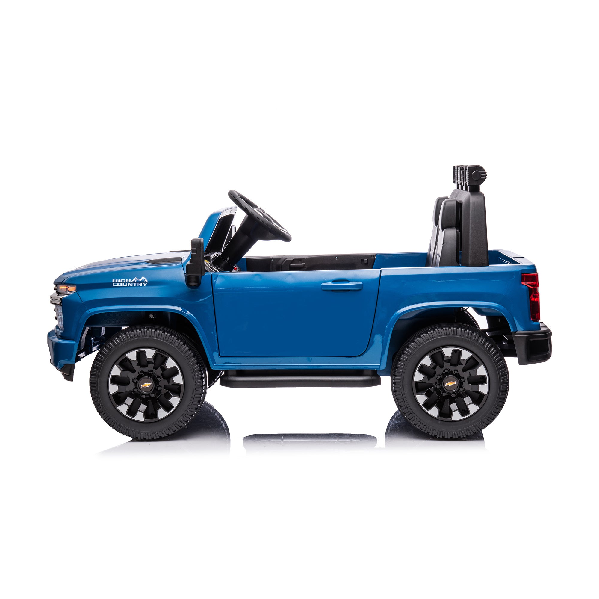 Blue, 24V 2 Seater Ride On Truck Car, Licensed Chevrolet Silverado HD Electric Car for Kids, 4WDmotors, with 2.4G Remote Control, Metal Suspension, Soft Start, FM/Bluetooth/Music, LED Light,Toys Gifts - Premium Kids' Bikes from Rapidvehicles - Just $361.38! Shop now at Rapidvehicles