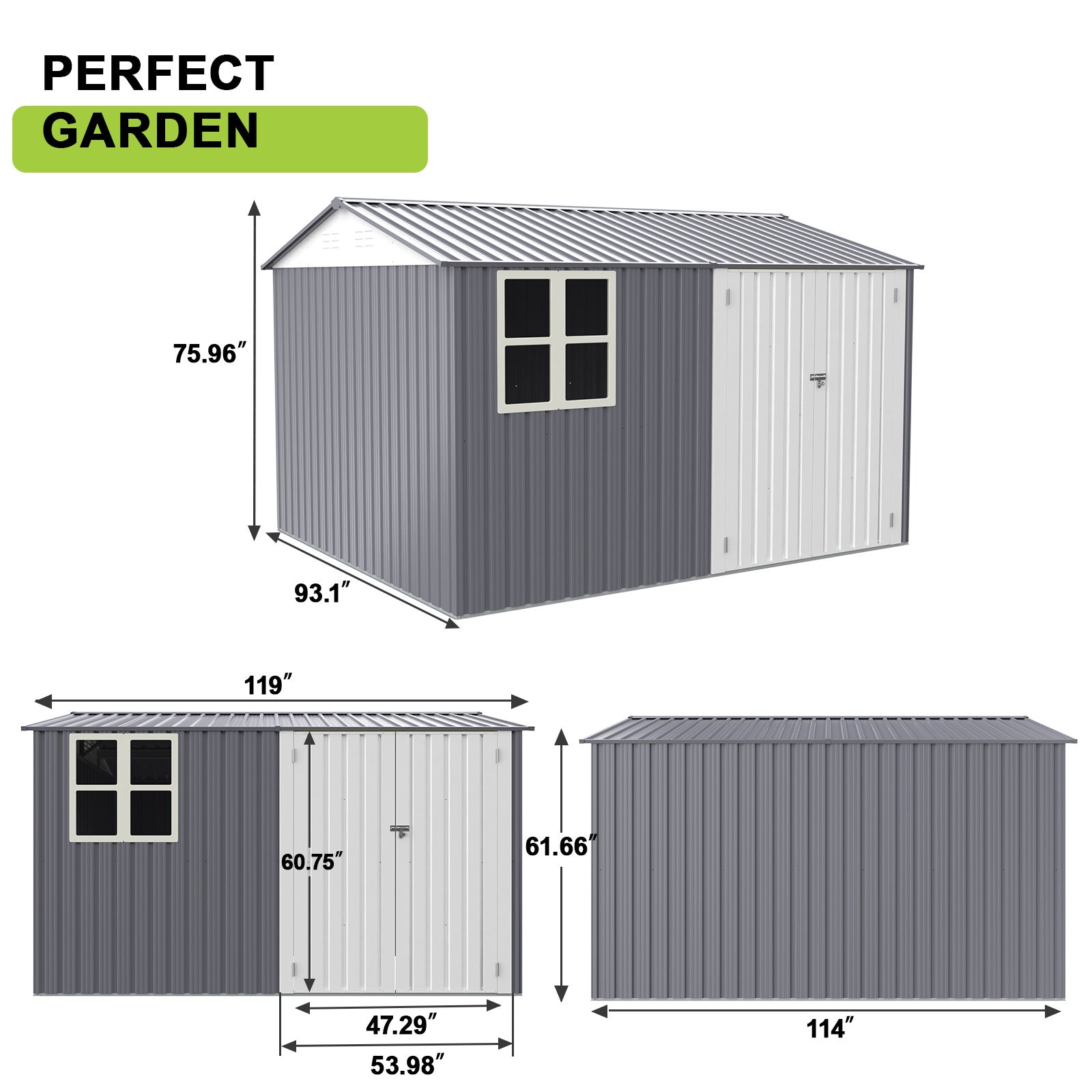 8X10FT Outdoor Storage Shed with Thickened Galvanized Steel,with Sloped Roof & Double Lockable Door,Storage Shed Large with 6 Vents, Garden Tool Shed for Backyard Garden Patio Lawn Bike,Lawnmower - Premium Carports from Rapidvehicles - Just $629.99! Shop now at Rapidvehicles